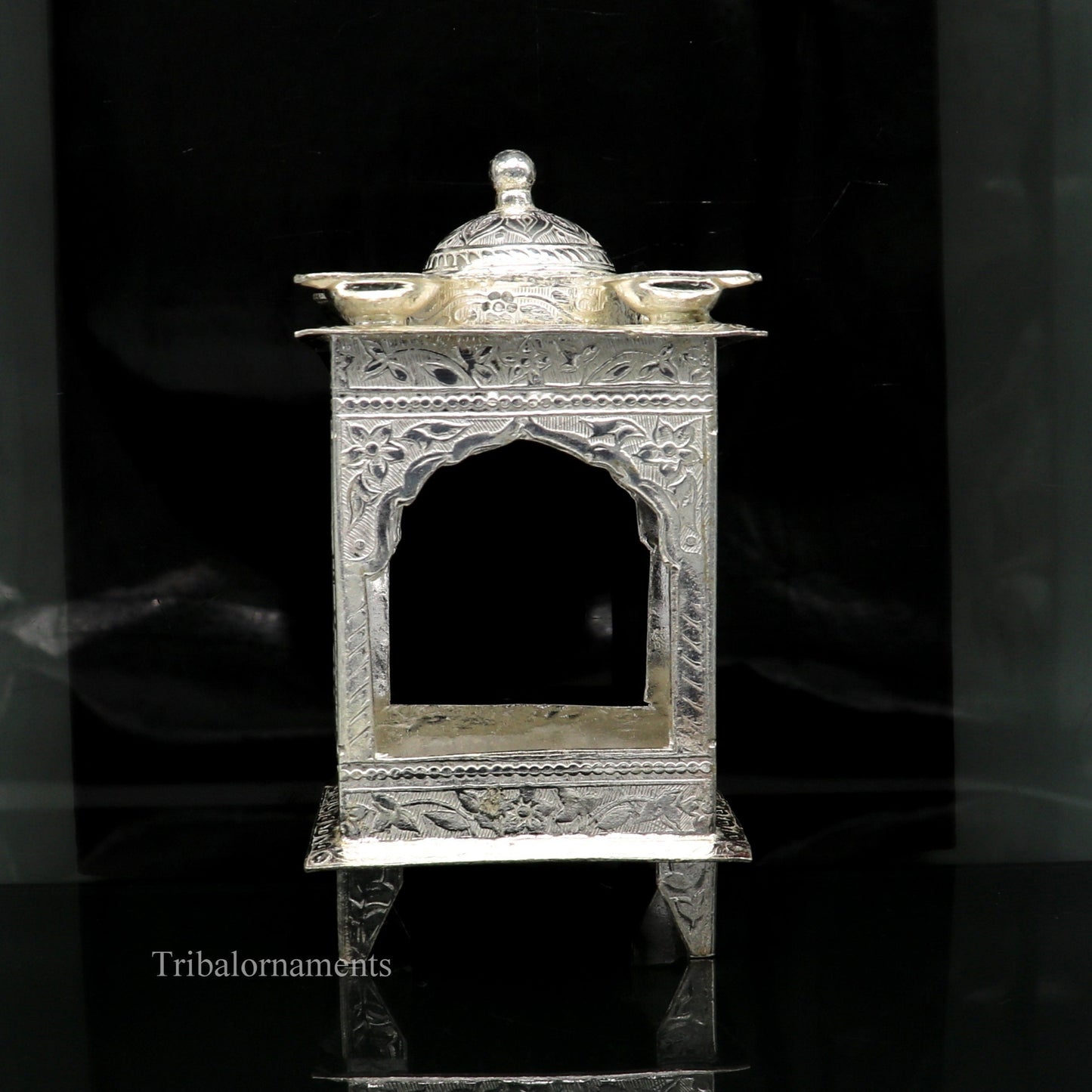 925 sterling silver handmade vintage antique design Hatri, best puja article with 5 lamp on it, best home temple decor utensils indiasu421 - TRIBAL ORNAMENTS
