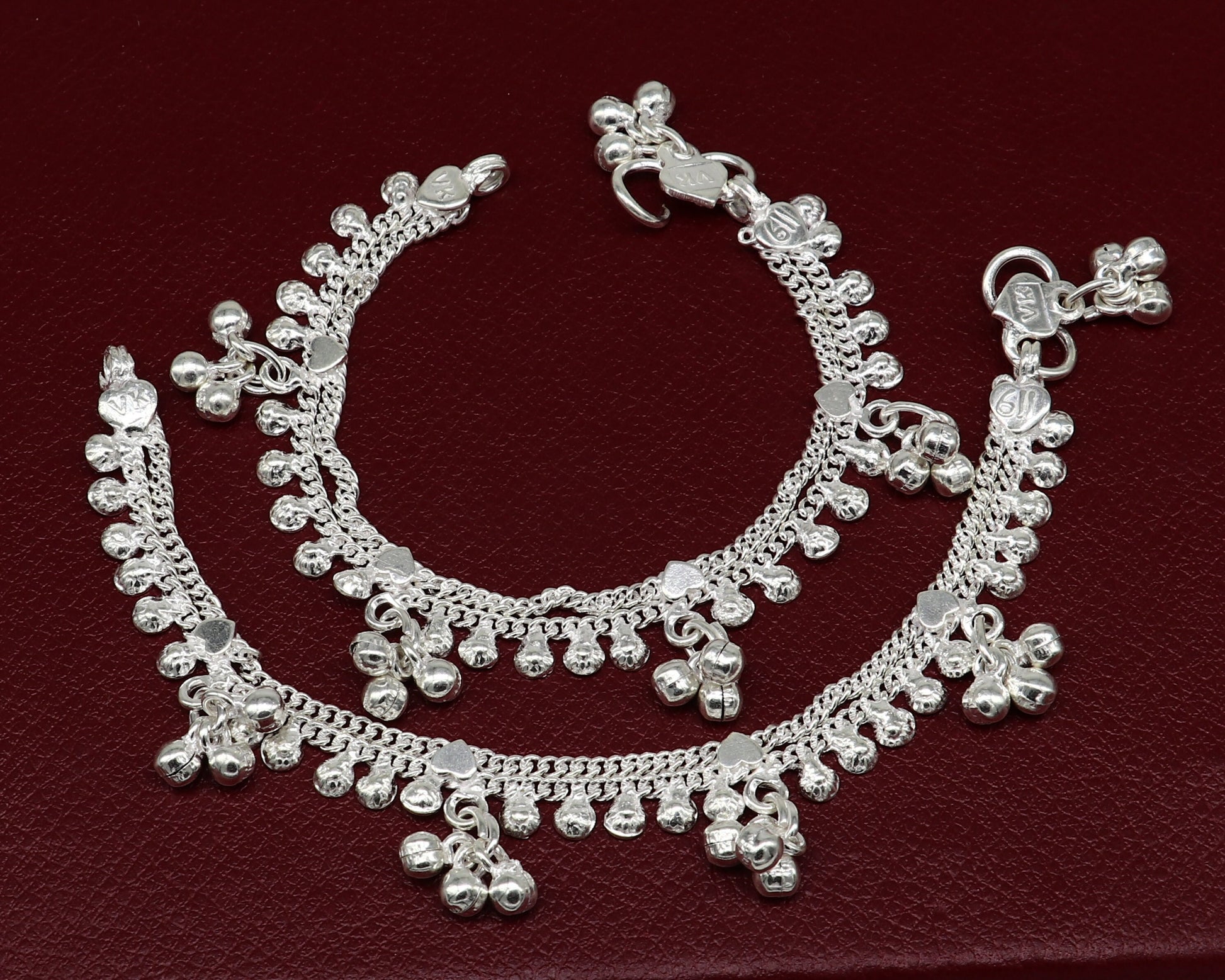6.5" inch handmade solid sterling silver baby kids ankle bracelet unisex baby anklet foot bracelet customized charm kids bracelet ank420 - TRIBAL ORNAMENTS