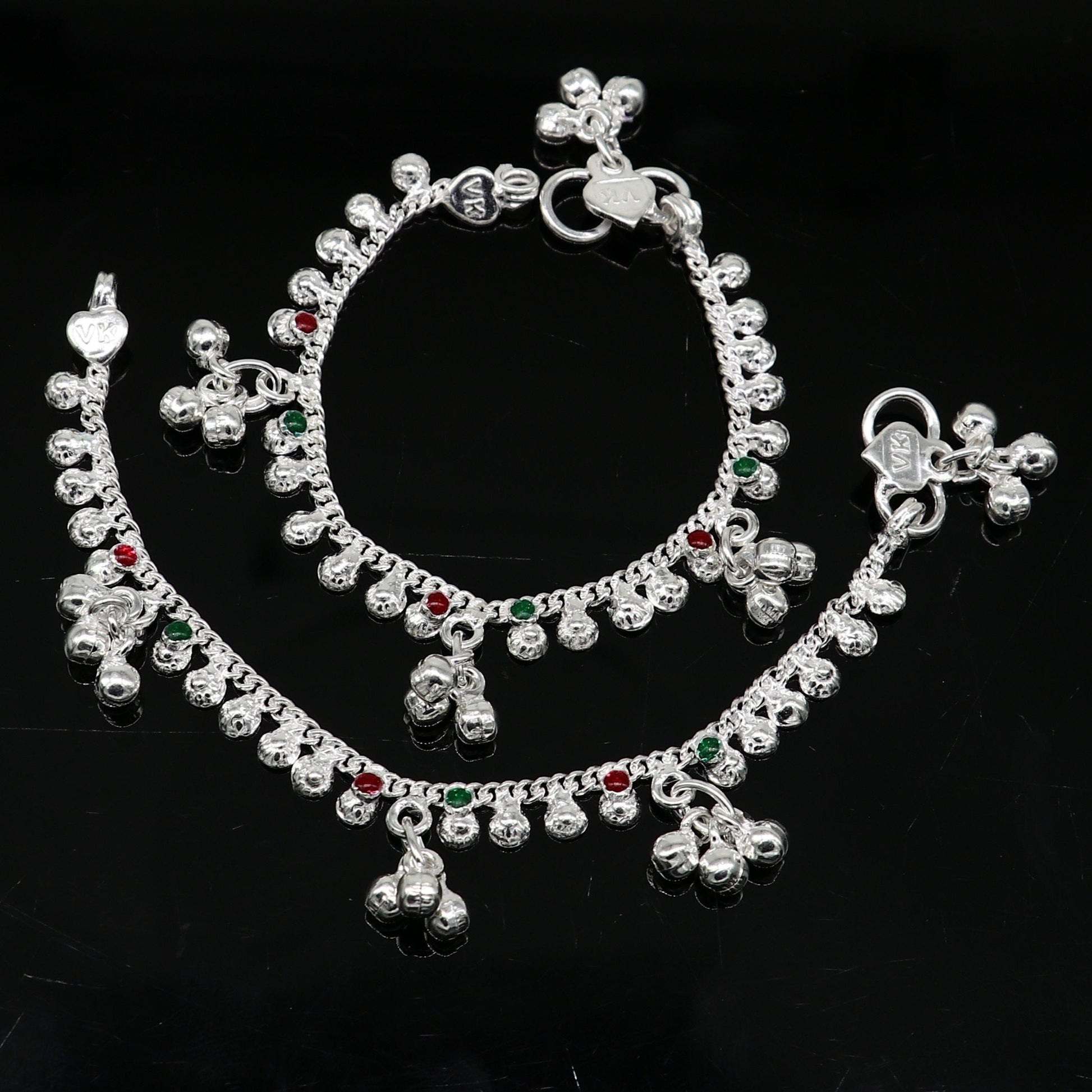 5.5" inches long handmade solid sterling silver baby kids ankle bracelet elegant dainty customized charm bracelet unisex baby jewelry ank426 - TRIBAL ORNAMENTS