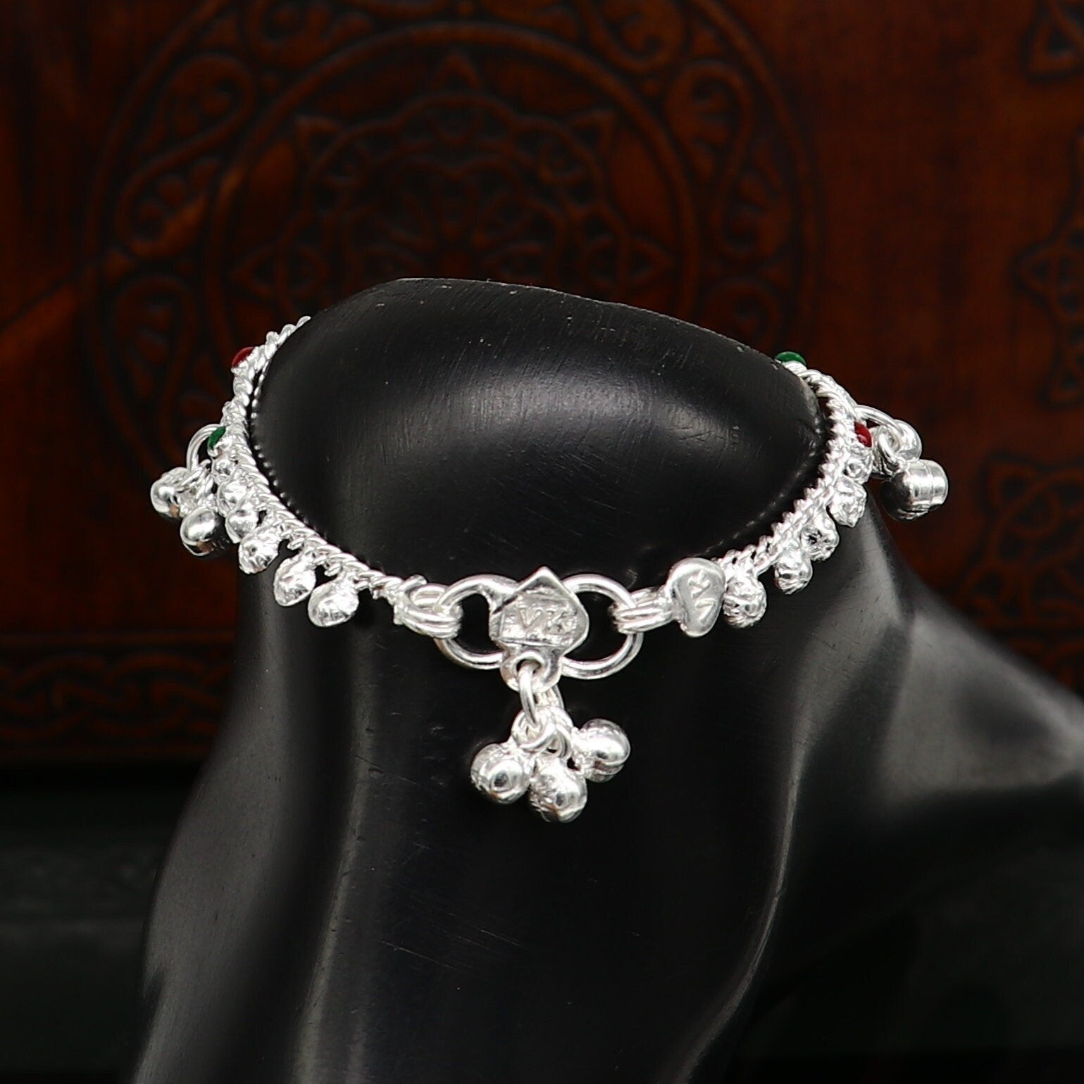 5.5" inches long handmade solid sterling silver baby kids ankle bracelet elegant dainty customized charm bracelet unisex baby jewelry ank426 - TRIBAL ORNAMENTS