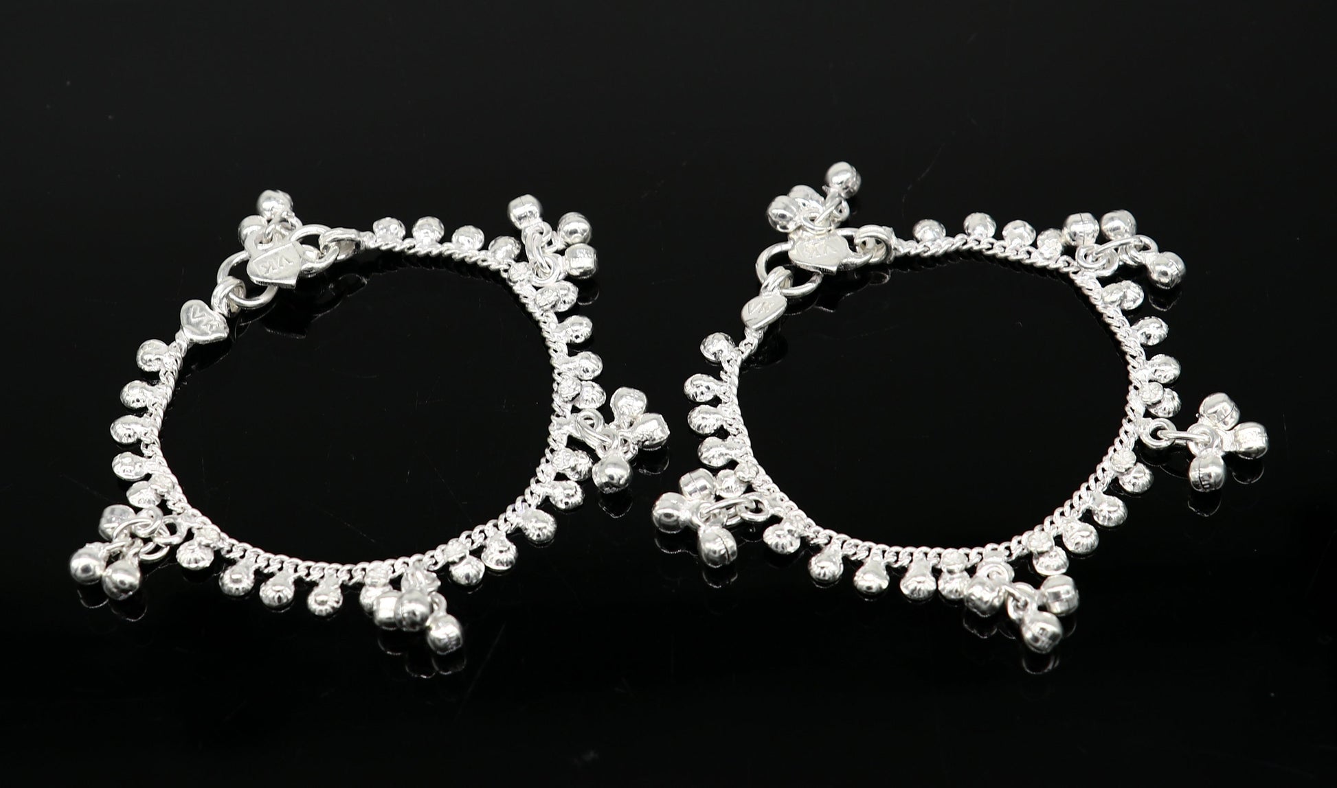 6" inches long handmade solid sterling silver baby kids ankle bracelet elegant dainty customized charm bracelet unisex baby jewelry ank427 - TRIBAL ORNAMENTS