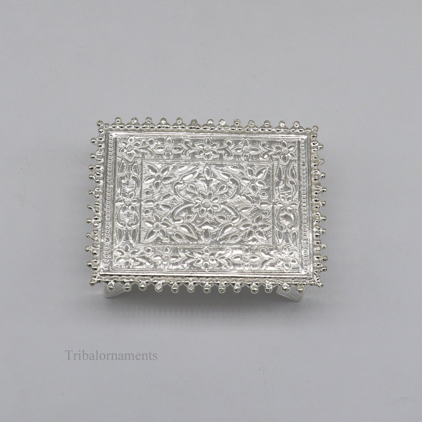 Vintage design Sterling silver handmade customize small rectangle shape table/bazot/chouki, excellent home puja utensils temple art su428 - TRIBAL ORNAMENTS