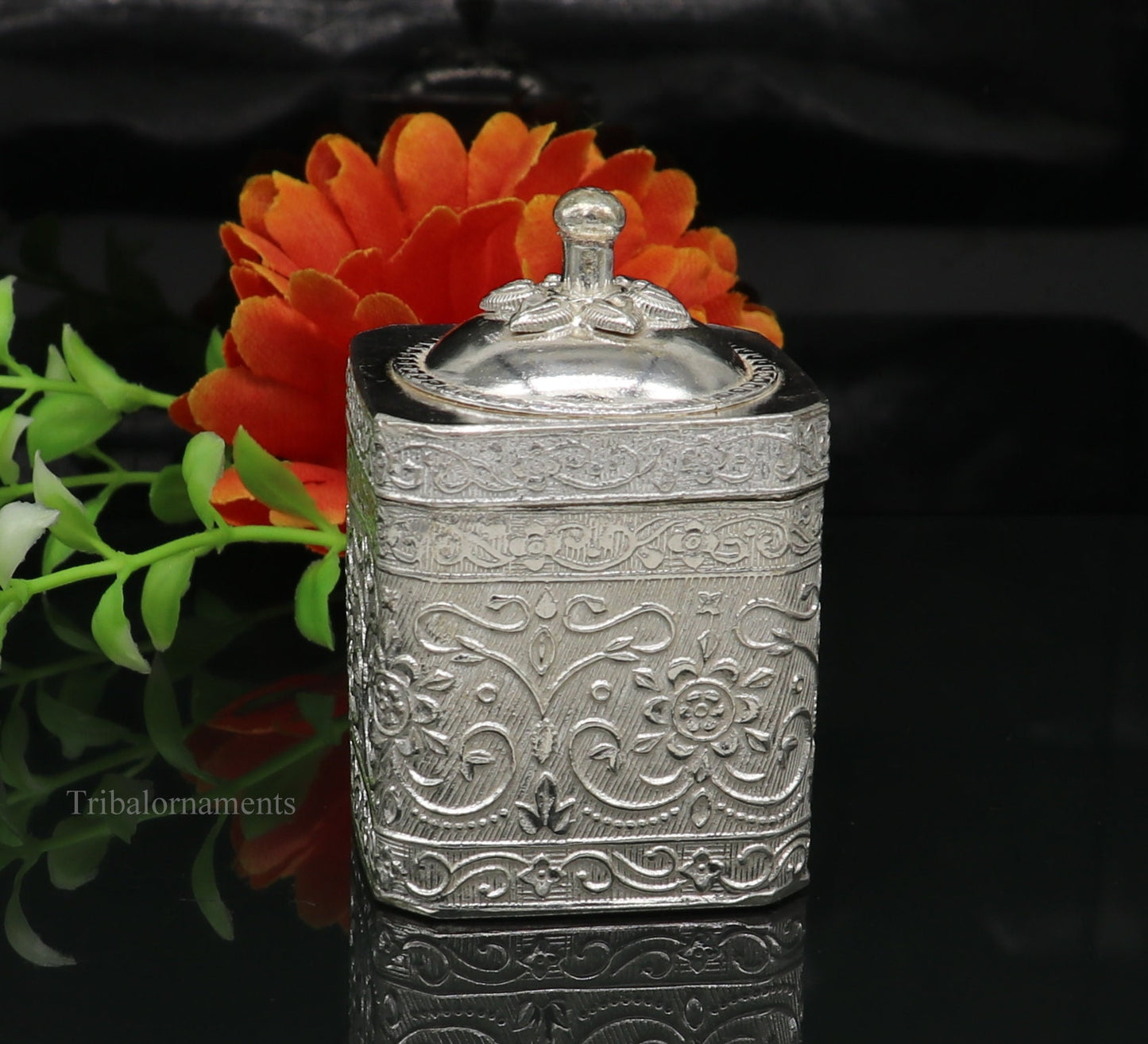 925 solid silver utensils vintage style trinket box, container/casket box bridal gifts floral work box, jewelry box silver utensils stb201 - TRIBAL ORNAMENTS