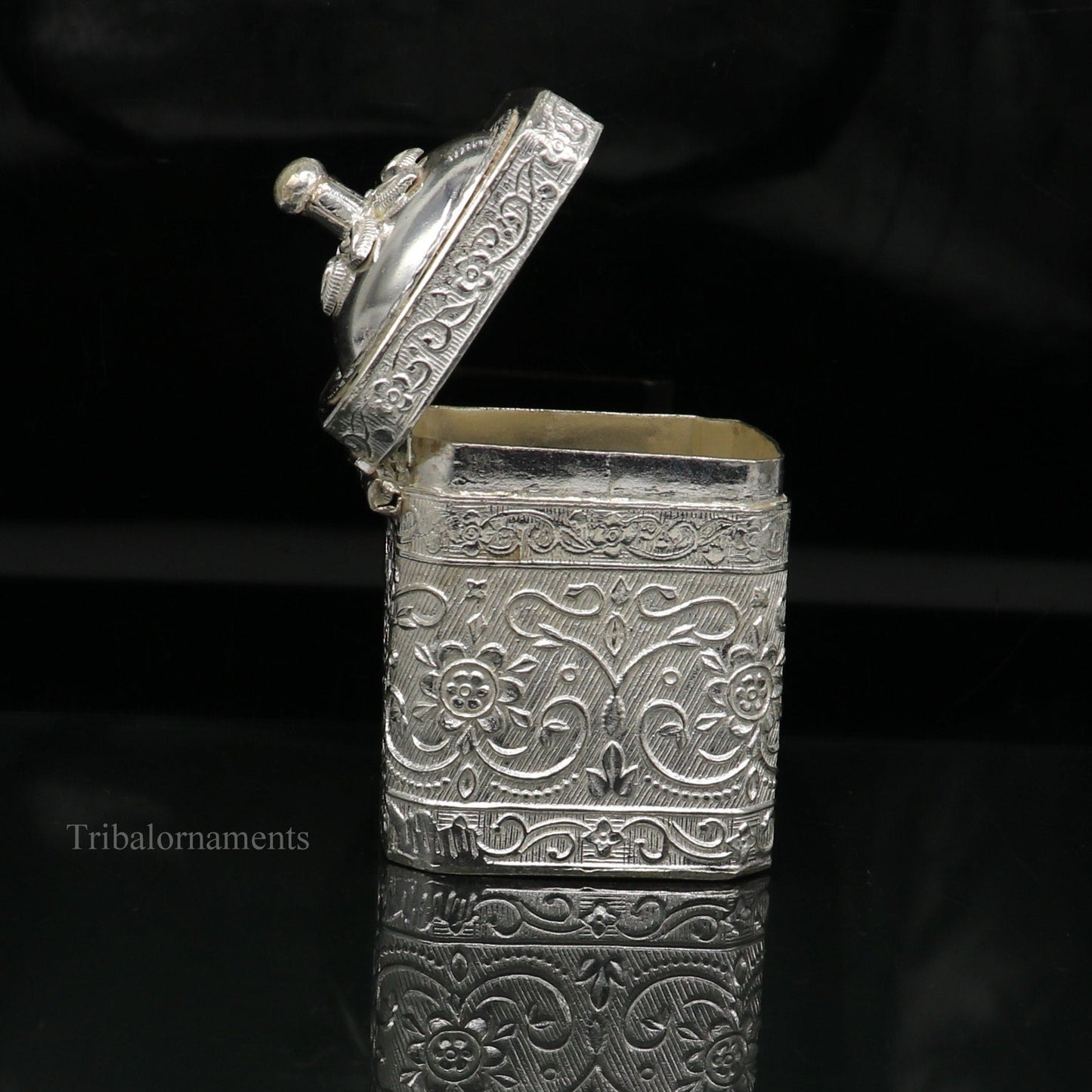 925 solid silver utensils vintage style trinket box, container/casket box bridal gifts floral work box, jewelry box silver utensils stb201 - TRIBAL ORNAMENTS