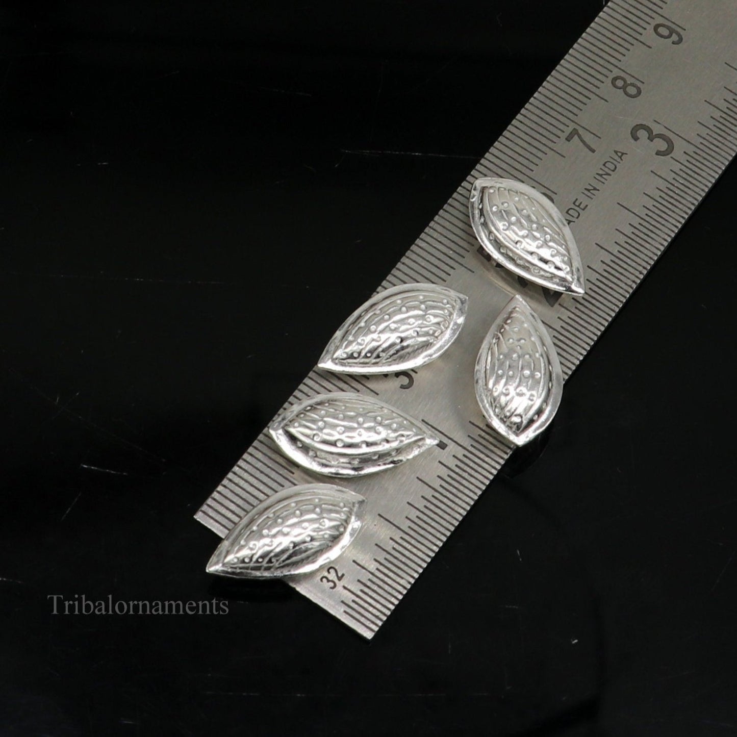 Lot 5 pieces Sterling silver handmade puja article, pure silver dry fruit, silver almond puja,gift for idols God, best puja temple art su437 - TRIBAL ORNAMENTS