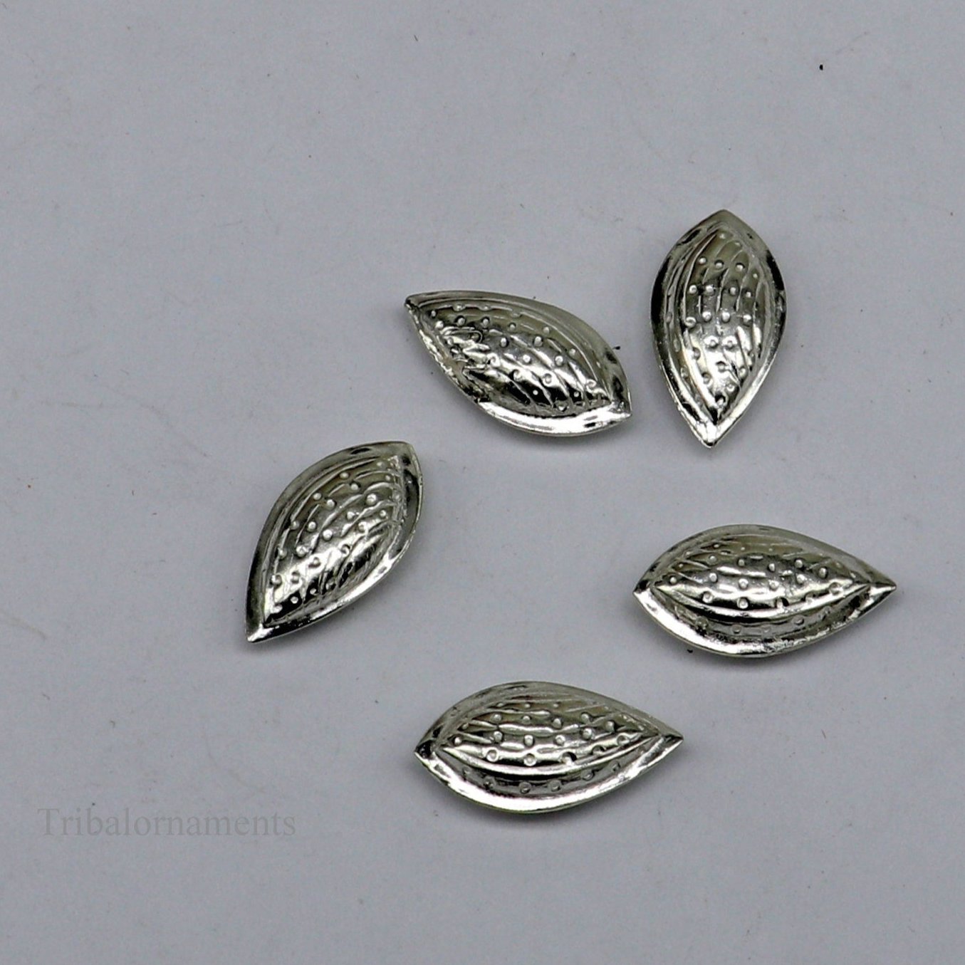 Lot 5 pieces Sterling silver handmade puja article, pure silver dry fruit, silver almond puja,gift for idols God, best puja temple art su437 - TRIBAL ORNAMENTS