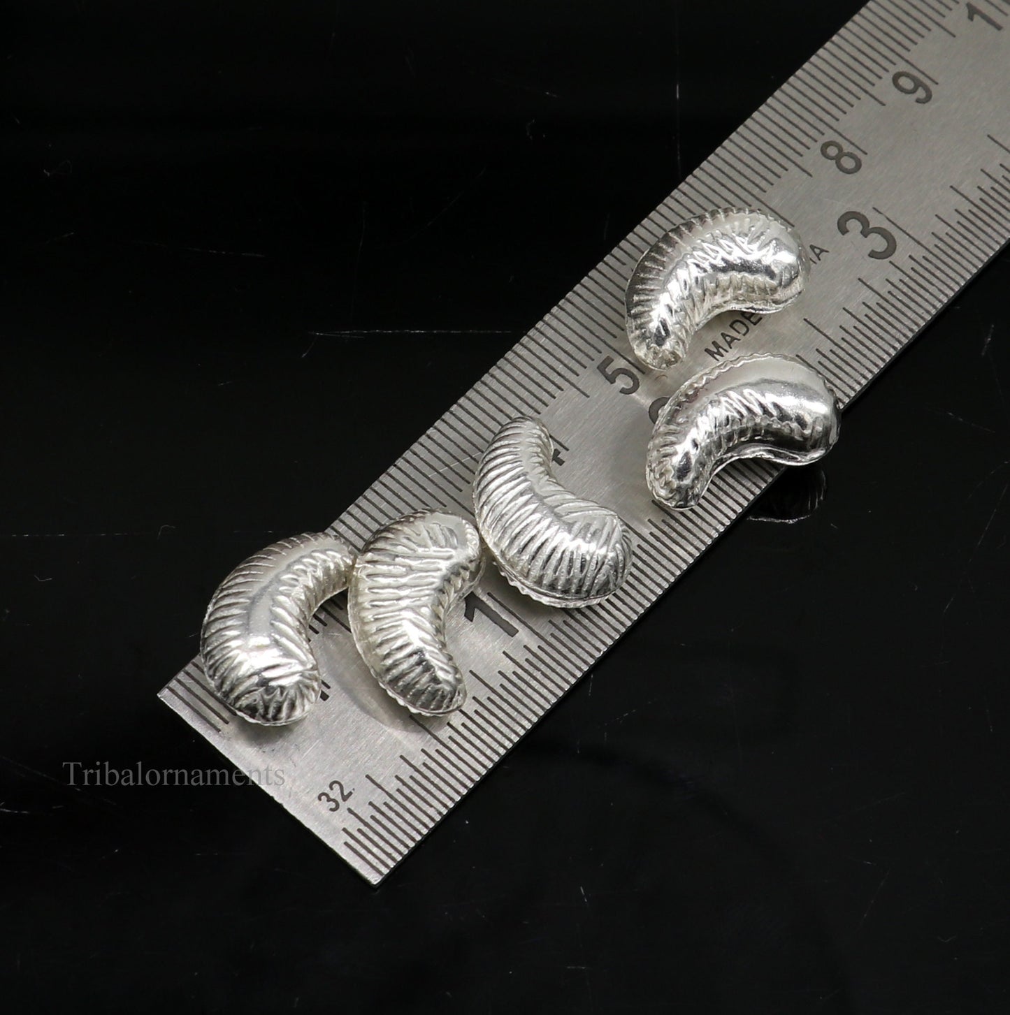 Lot 5 pieces Sterling silver handmade silver dry fruit, silver cashew kaju nut for puja, best gift for idols God, best puja article su438 - TRIBAL ORNAMENTS