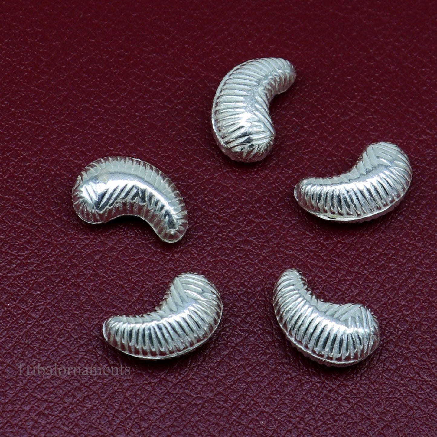 Lot 5 pieces Sterling silver handmade silver dry fruit, silver cashew kaju nut for puja, best gift for idols God, best puja article su438 - TRIBAL ORNAMENTS