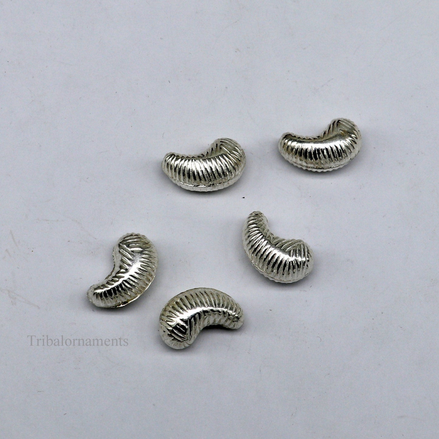 Lot 5 pieces Sterling silver handmade silver dry fruit, silver cashew kaju nut for puja, best gift for idols God, best puja article su438 - TRIBAL ORNAMENTS