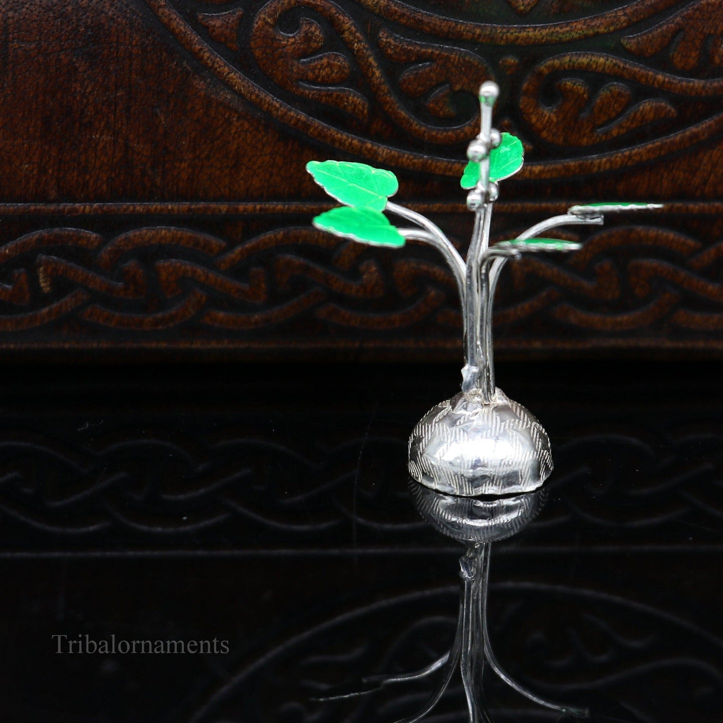 Solid sterling silver handmade mini tulsi plant basil rosary plant for puja temple article, excellent customized silver utensils su447 - TRIBAL ORNAMENTS