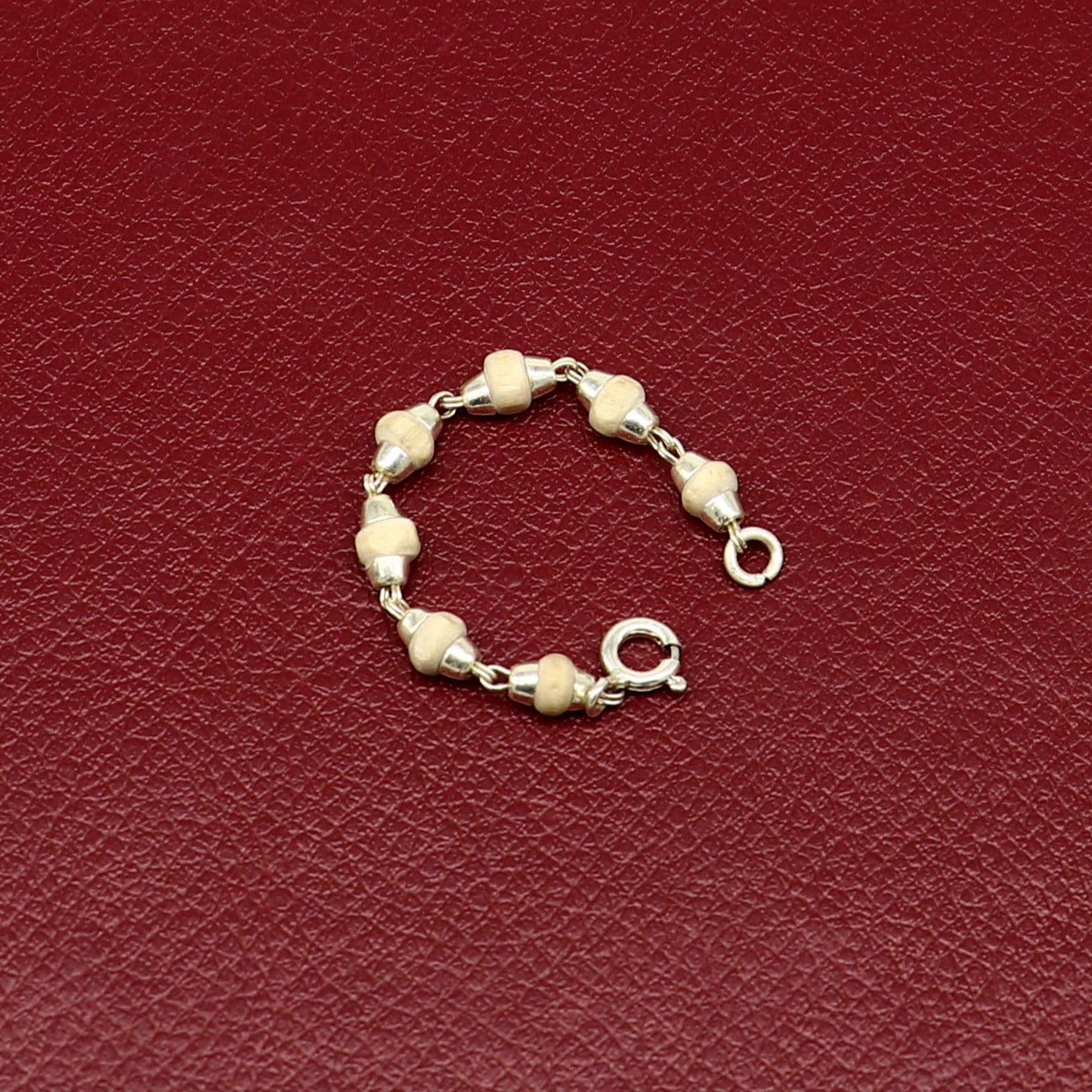 3 inches long handmade basil rosary beaded bracelet or necklace for baby krishna figurine or sculpture, best puja tulsi neckace sbr220 - TRIBAL ORNAMENTS