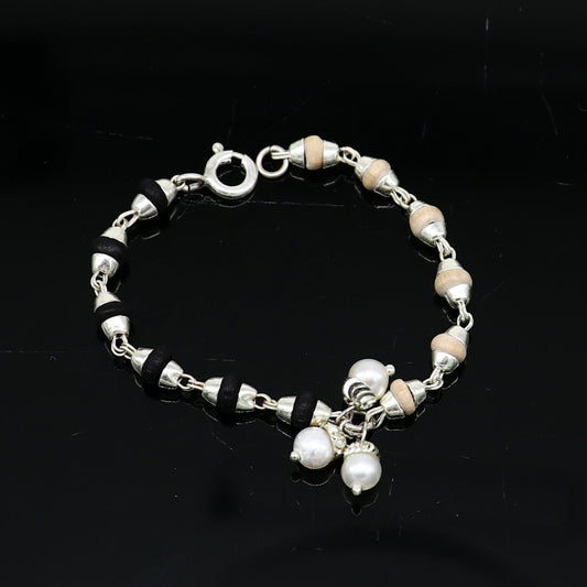 4.5 inches long handmade basil rosary beaded bracelet or necklace for baby krishna figurine or sculpture, best puja tulsi neckace sbr222 - TRIBAL ORNAMENTS