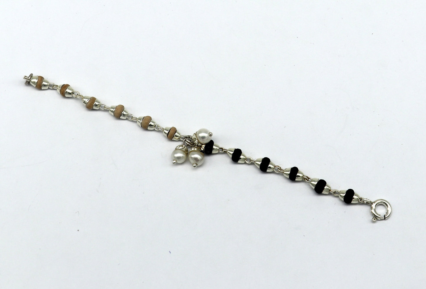 4.5 inches long handmade basil rosary beaded bracelet or necklace for baby krishna figurine or sculpture, best puja tulsi neckace sbr222 - TRIBAL ORNAMENTS