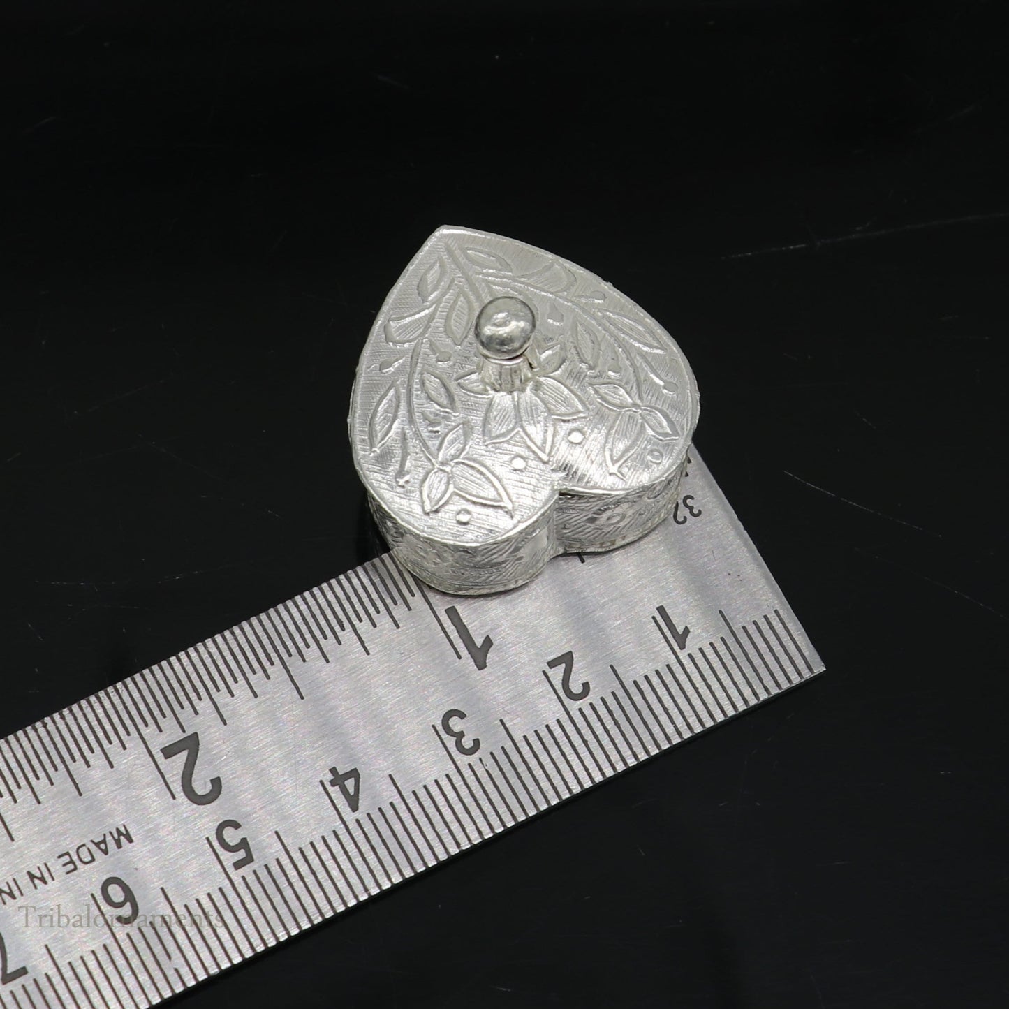 925 sterling silver trinket box, kajal box/casket box bridal heart shape Sindur box collection, container box, eyeliner box gifting stb182 - TRIBAL ORNAMENTS