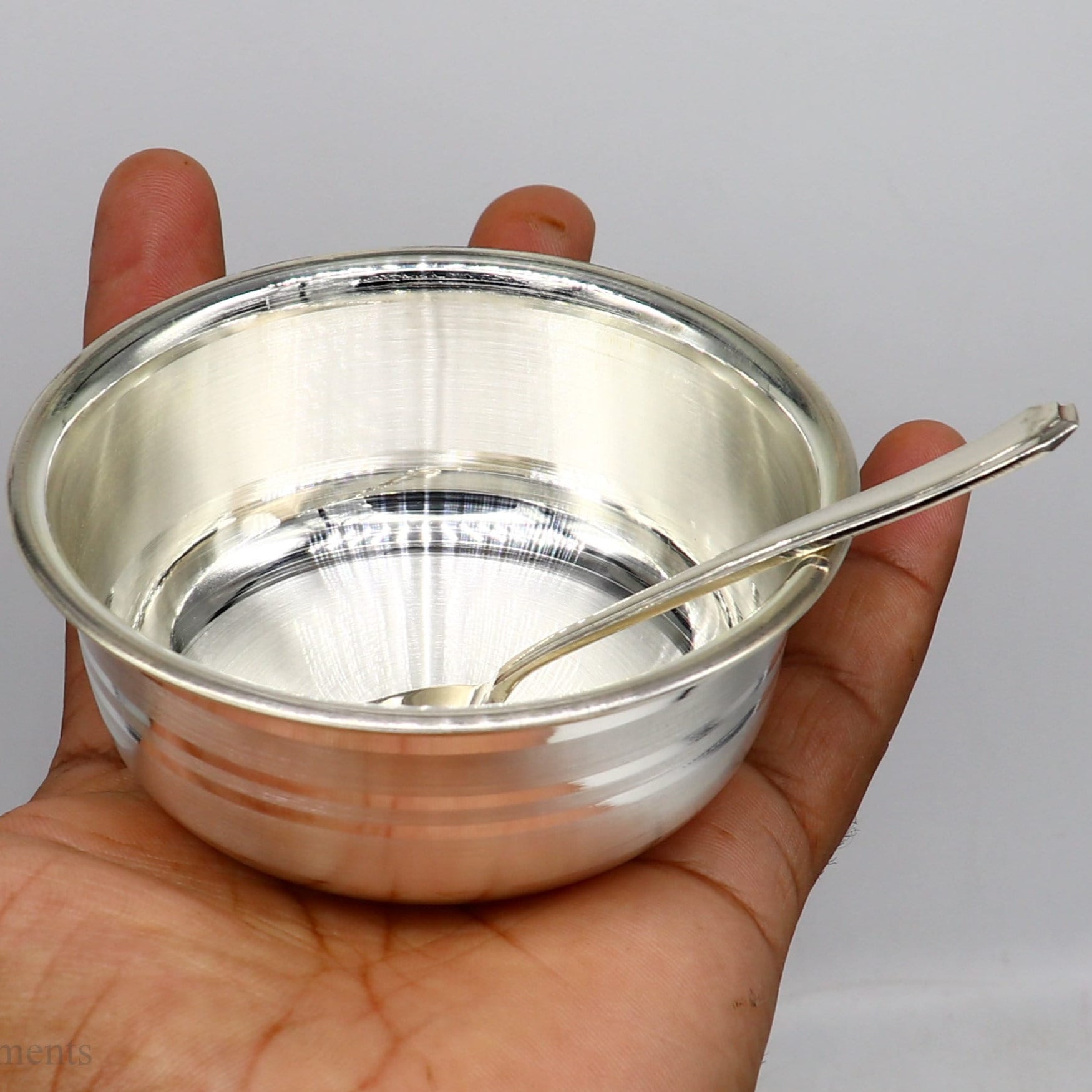 999 fine solid silver handmade small bowl for baby food, pure silver vessels, silver utensils, home and kitchen accessories India sv221 - TRIBAL ORNAMENTS