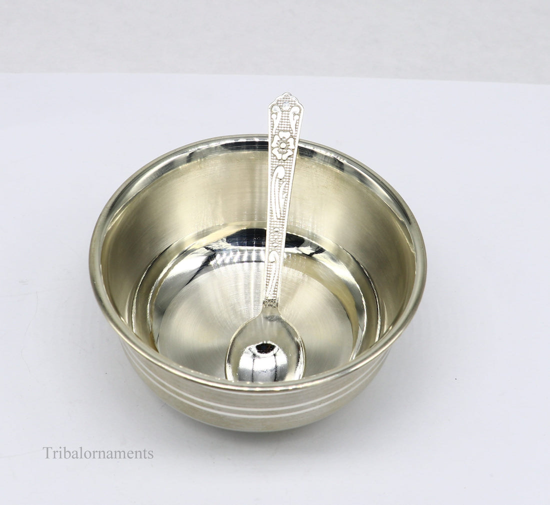 999 fine solid silver handmade small bowl for baby serving, pure silver vessel, silver utensils, home kitchen accessories puja bowl sv226 - TRIBAL ORNAMENTS