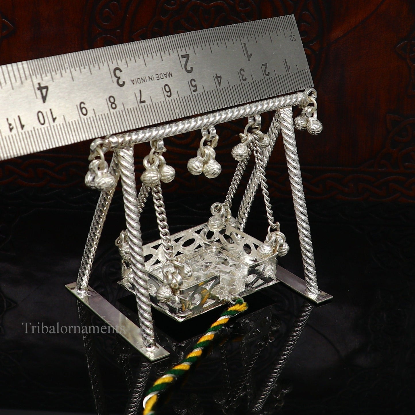 Sterling silver handmade Bal Gopala jhula, little Krishna swing, child krishan palana, silver jhula, laddu gopal jhula, silver art su378 - TRIBAL ORNAMENTS