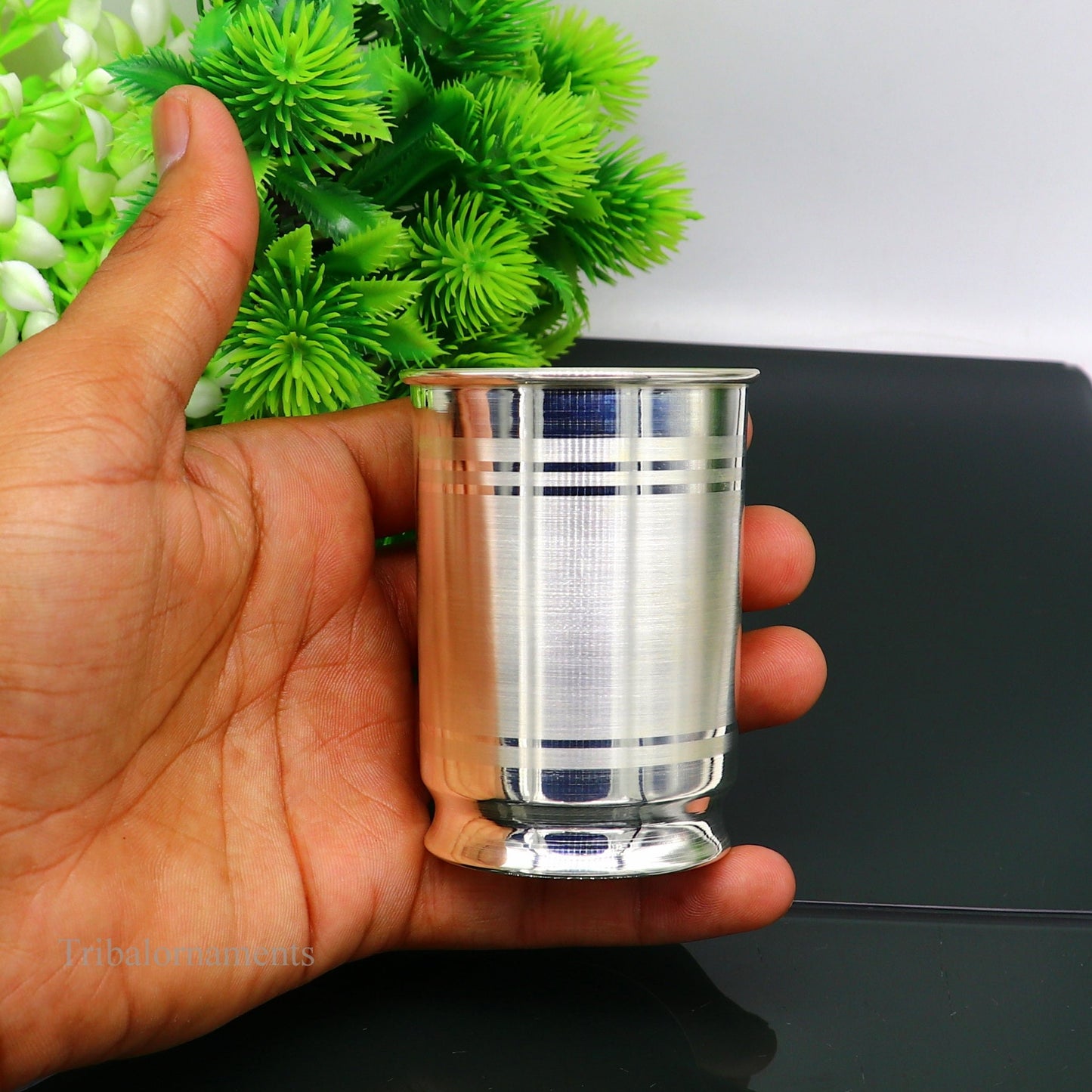 999 fine silver handmade vessels, water/milk Glass tumbler, silver flask, baby kids silver utensils stay healthy water milk glass sv227 - TRIBAL ORNAMENTS
