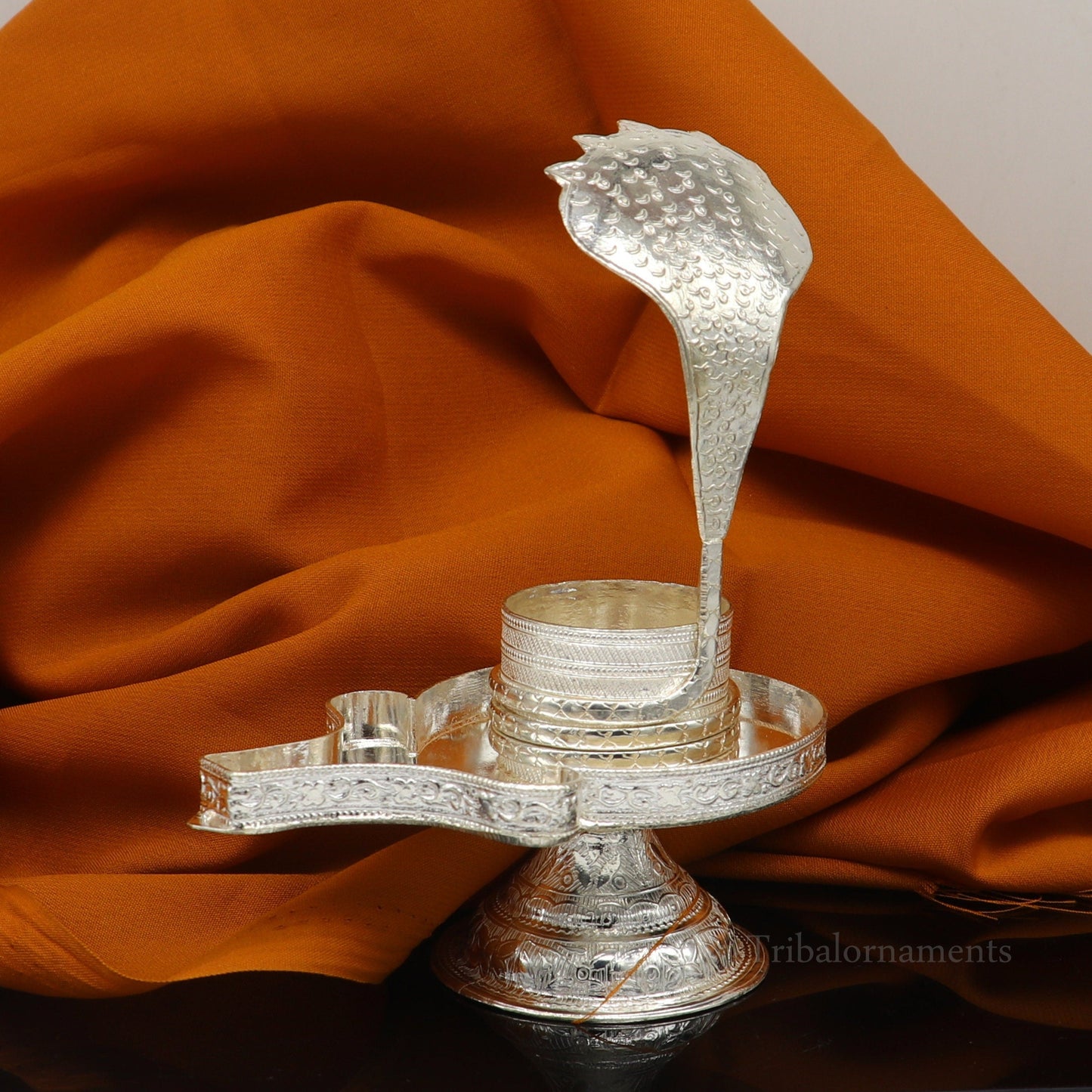 925 fine solid sterling silver lord shiva lingam stand/jalheri, use for put/hold shiva lingam in home temple, awesome handmade article su455 - TRIBAL ORNAMENTS