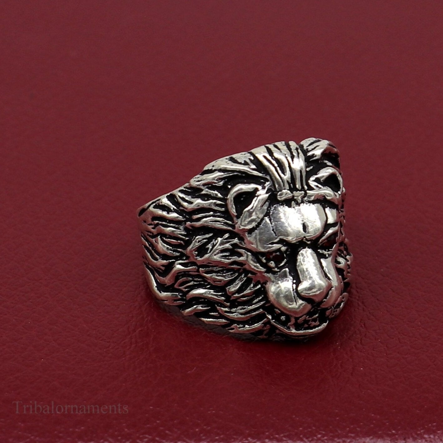 925 sterling silver handcrafted lion ring, Amazing vintage design customized ring band for unisex gifting from india ring432 - TRIBAL ORNAMENTS