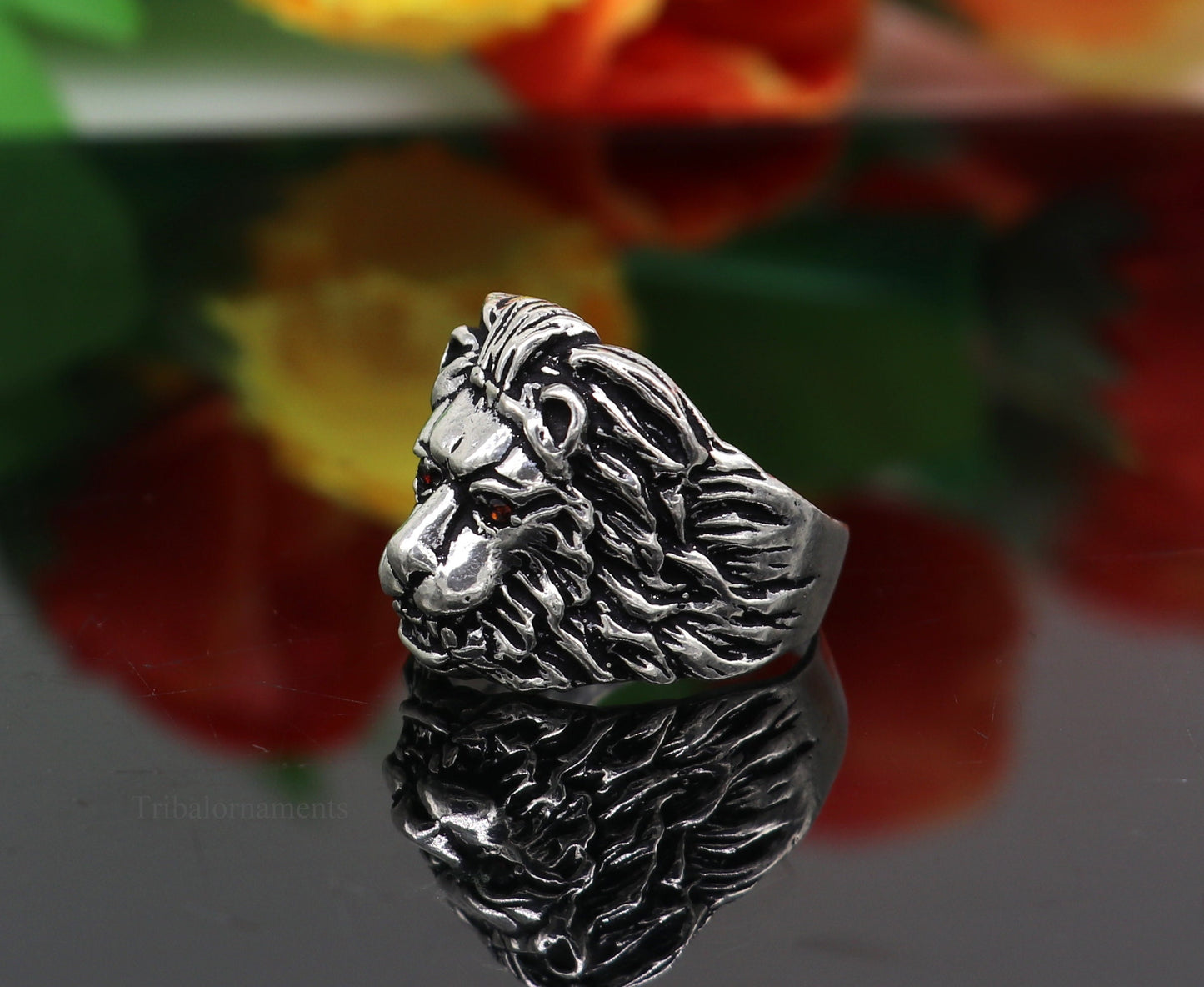 925 sterling silver handcrafted lion ring, Amazing vintage design customized ring band for unisex gifting from india ring432 - TRIBAL ORNAMENTS