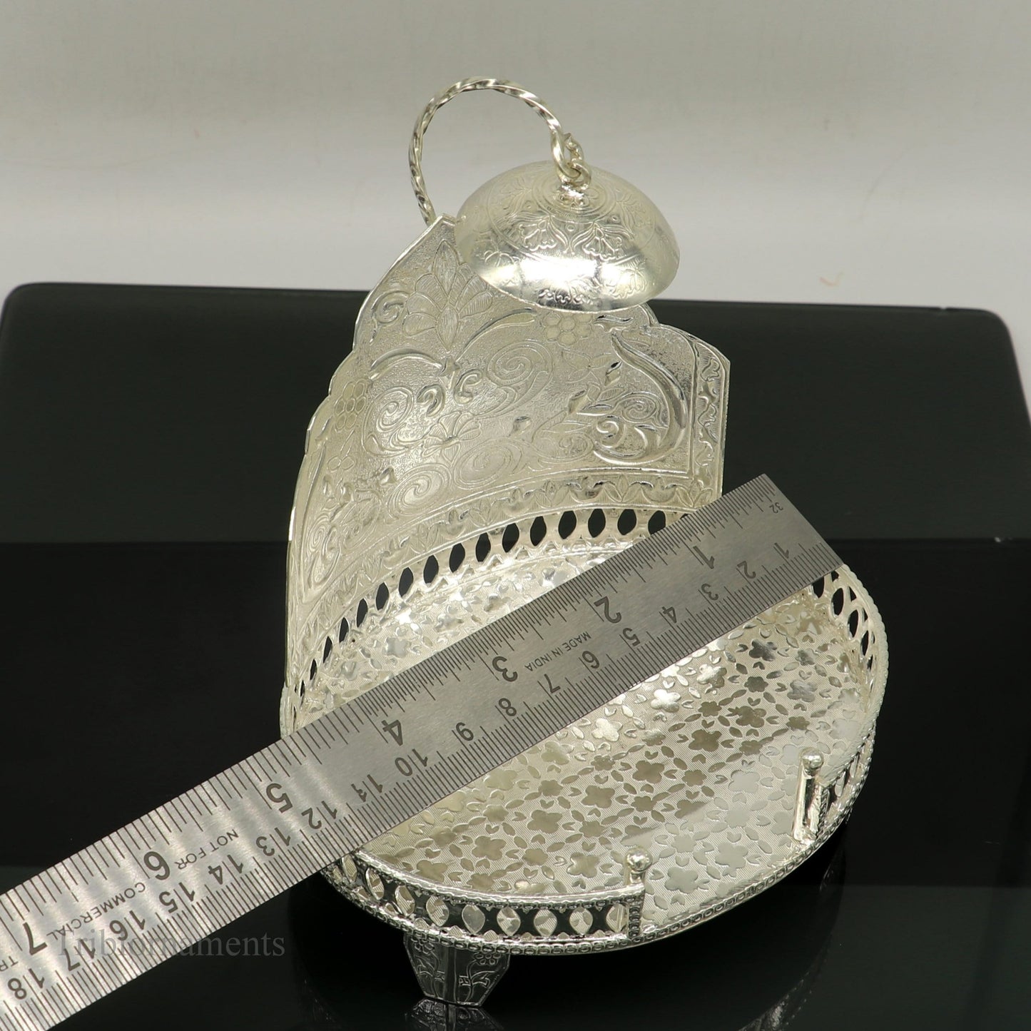 925 pure sterling silver handcrafted small singhasan, idol krishna , Ganesha throne, god statue's stand chair, temple puja article su471 - TRIBAL ORNAMENTS