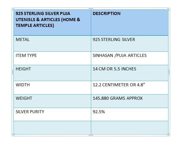 925 pure sterling silver handcrafted small singhasan, idol krishna , Ganesha throne, god statue's stand chair, temple puja article su471 - TRIBAL ORNAMENTS