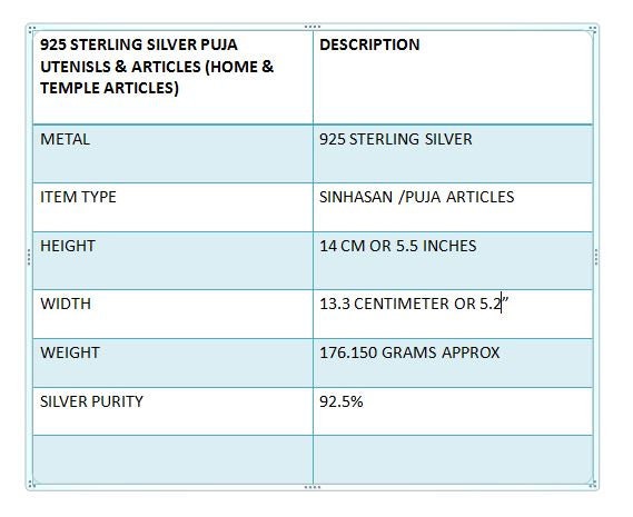 925 pure sterling silver vintage design Singhasan, idol Krishna, Ganesh throne, god statue's stand chair, temple puja article India su472 - TRIBAL ORNAMENTS