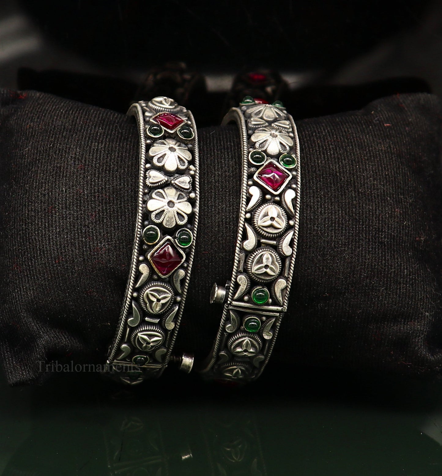 925 sterling silver handmade Indian vintage design bangle bracelet kada stunning stylish tribal brides temple jewelry gifting ba112 - TRIBAL ORNAMENTS