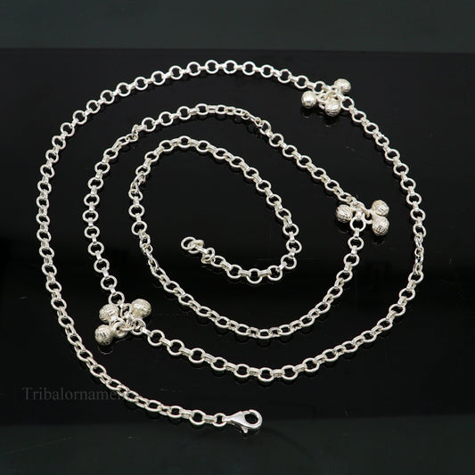 Pure 925 sterling silver handmade Link chain design belly chain, waist chain, gorgeous belly Saree chain belt for dance tribal jewelry wch09 - TRIBAL ORNAMENTS