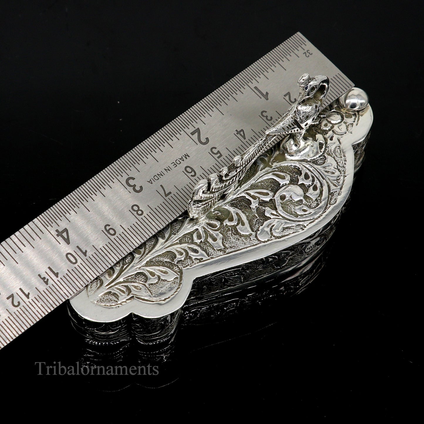 925 sterling silver handmade unique peacock design luxury trinket box, brides gift, casket box, silver article, silver utensils stb231 - TRIBAL ORNAMENTS