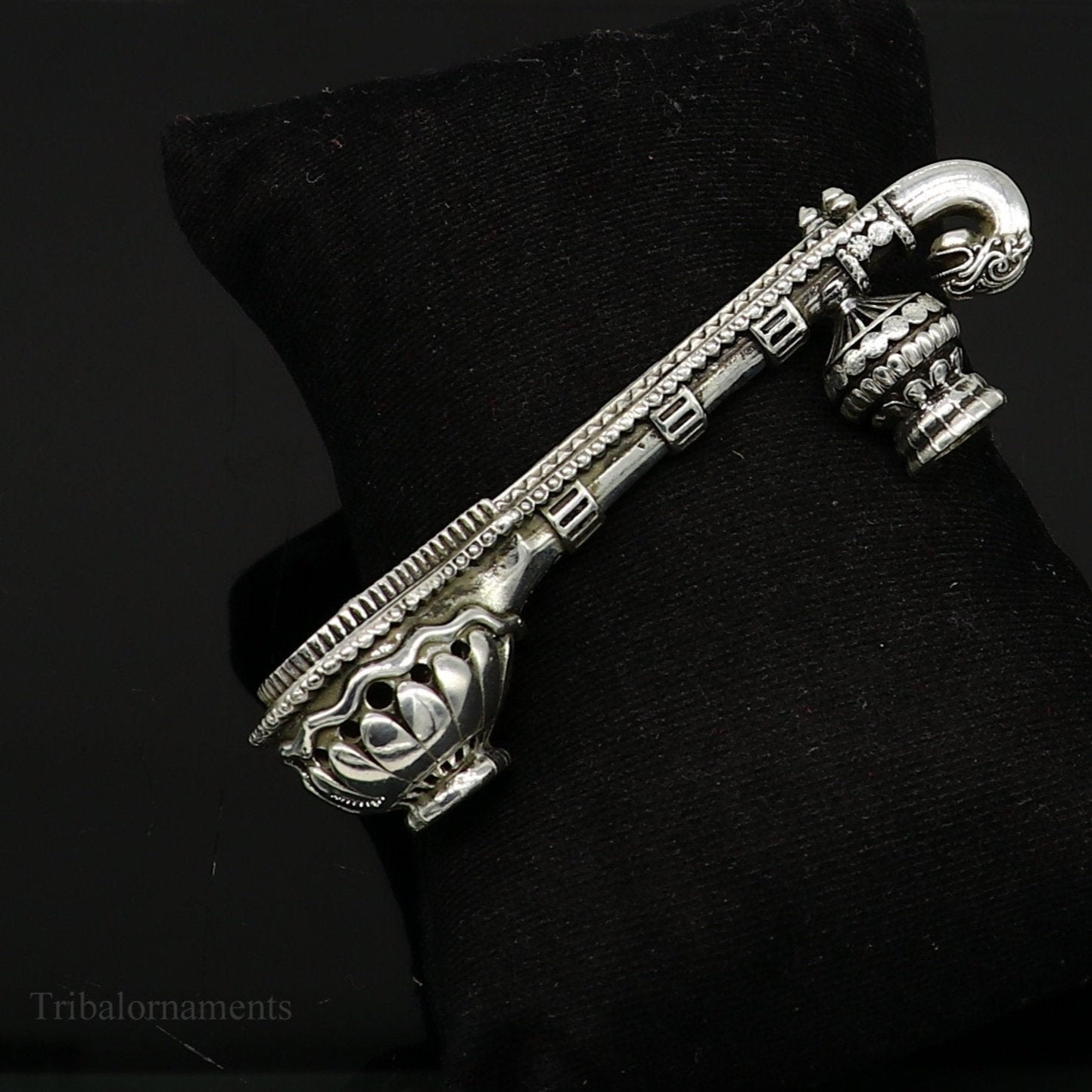 925 sterling silver Saraswati Veena, Silver musical instrument Veena for Goddess Sharda, best gifting puja article for hindu temple art42 - TRIBAL ORNAMENTS