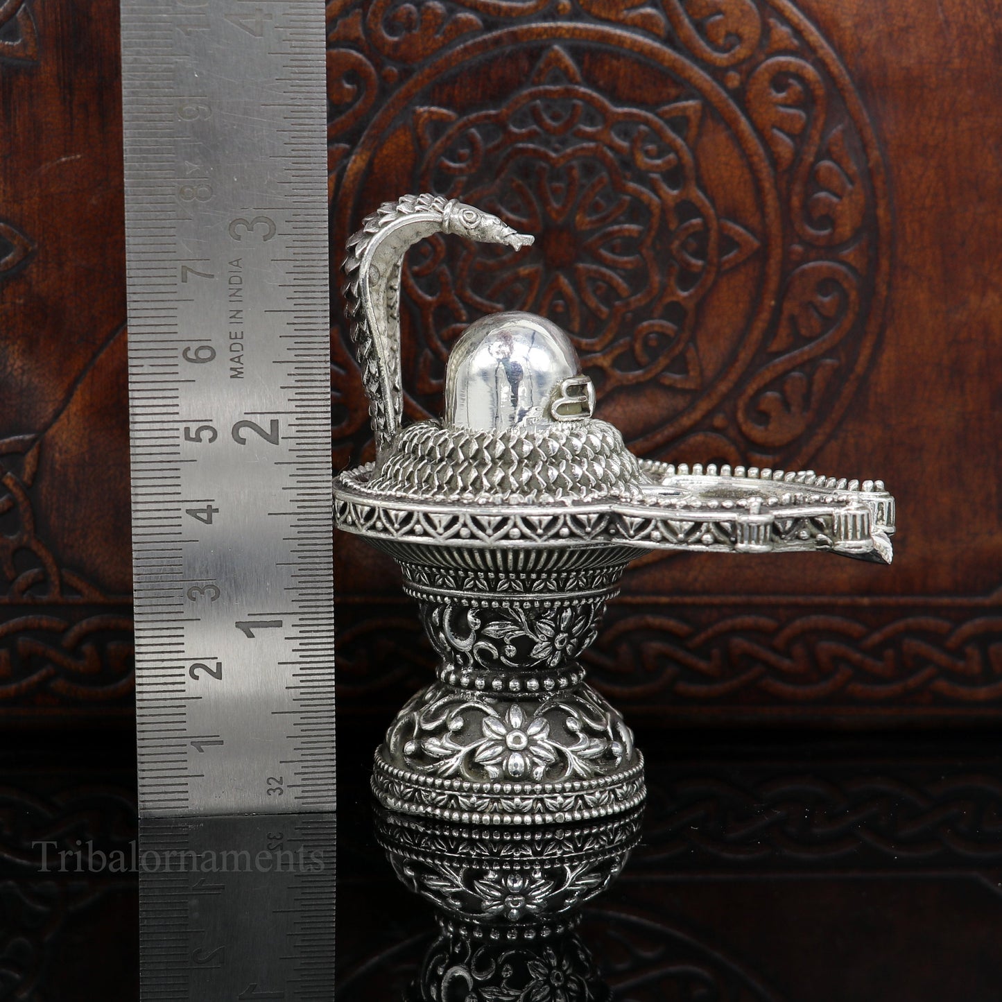 925 fine solid sterling silver lord Shiva lingam Jalheri With Snake, Stunning Divine god Shiva lingam, awesome handmade temple article su482 - TRIBAL ORNAMENTS