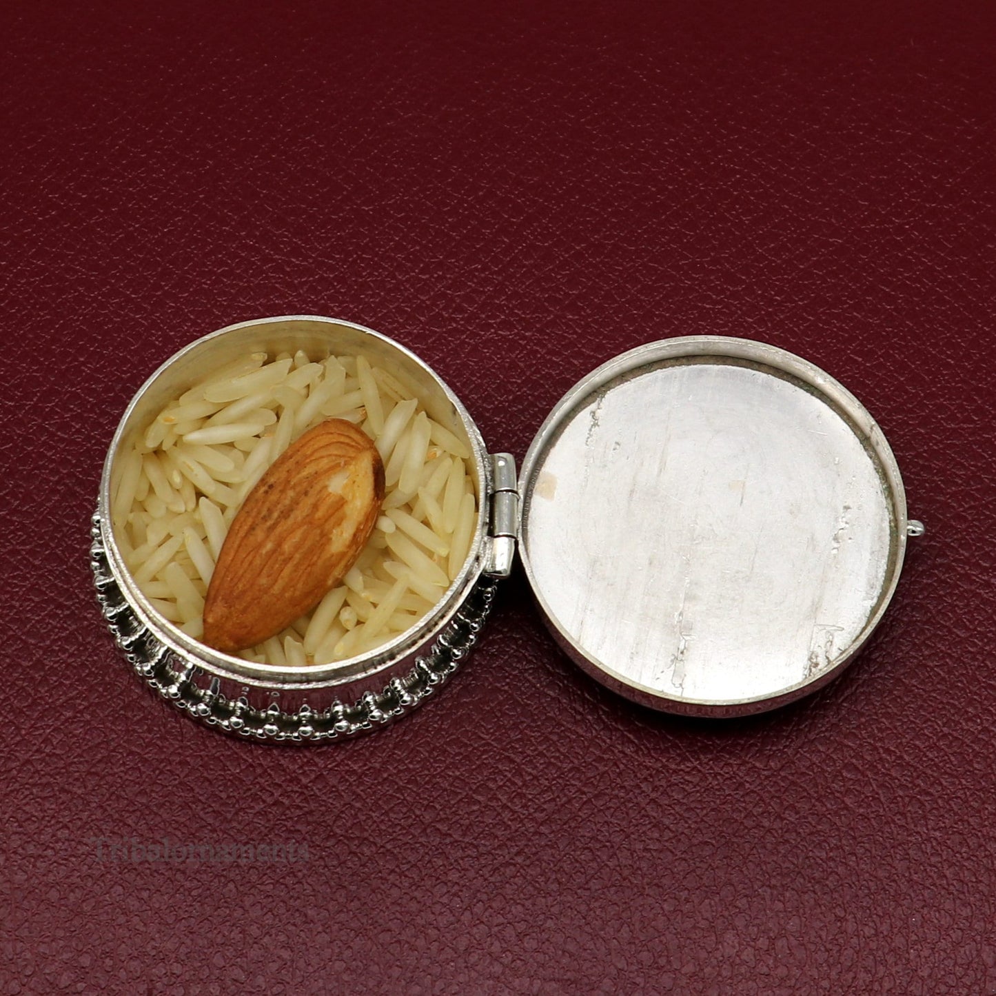 925 sterling silver Stunning Rava work design turquoise stone trinket box, Sindoor box, brides gift collection silver stunning box stb222 - TRIBAL ORNAMENTS