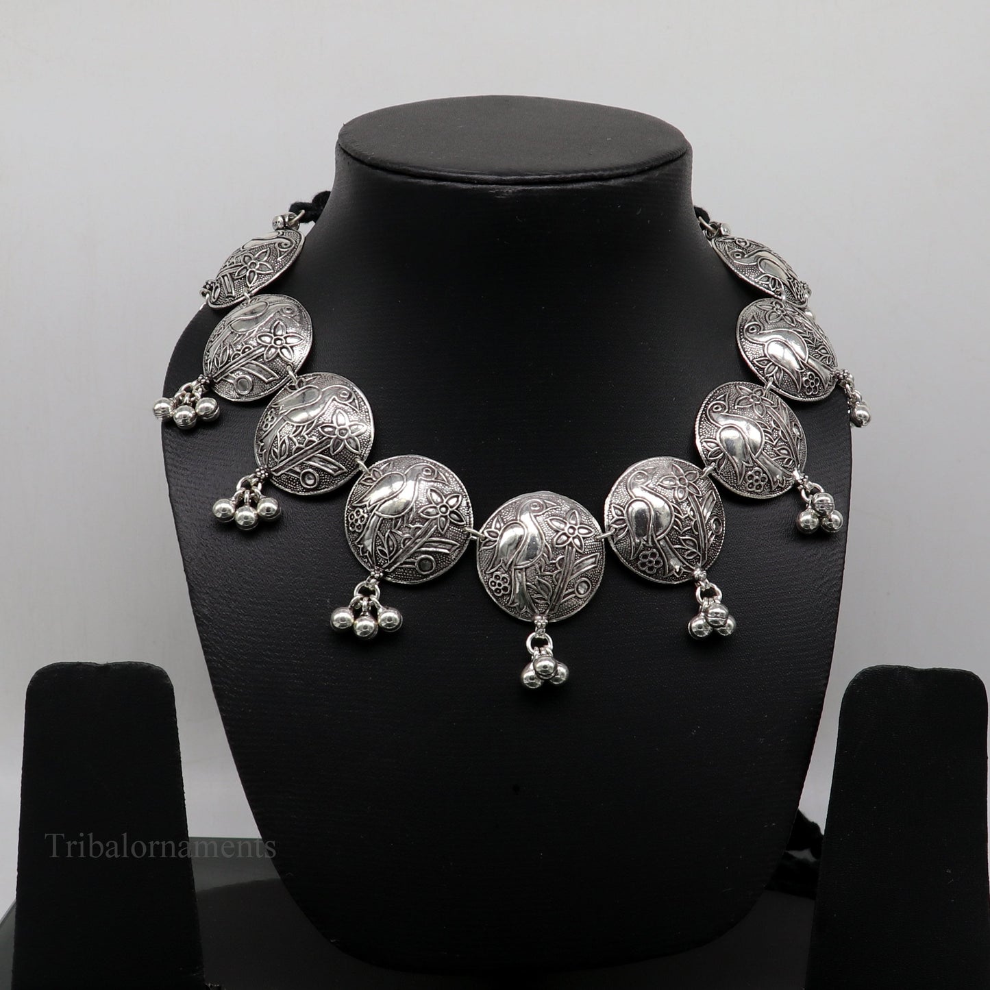 925 sterling silver customized bird design vintage style charm necklace, choker tribal ethnic belly dance jewelry best brides gift set259 - TRIBAL ORNAMENTS