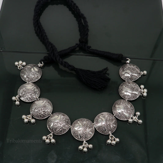 925 sterling silver customized bird design vintage style charm necklace, choker tribal ethnic belly dance jewelry best brides gift set259 - TRIBAL ORNAMENTS