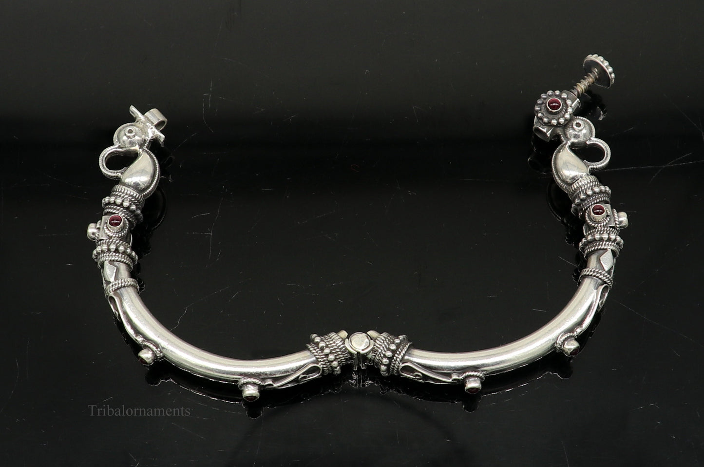 925 Sterling silver handmade indian traditional vintage antique design tribal ethnic belly dance bangle bracelet kada nssk491 - TRIBAL ORNAMENTS