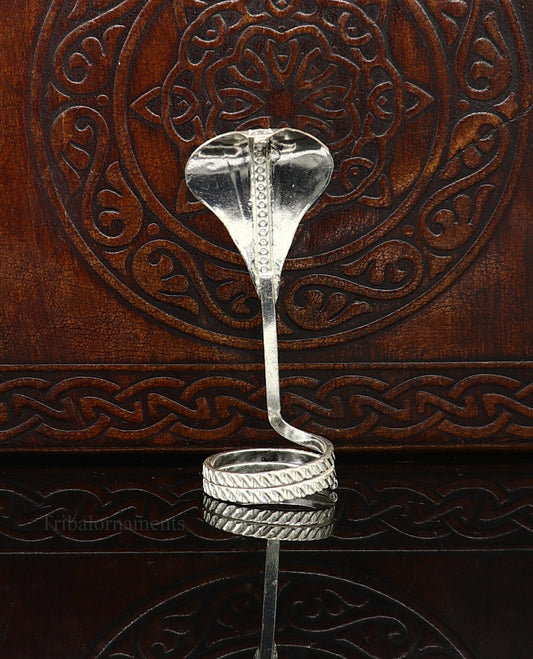 Solid sterling silver handmade fabulous vintage antique mini snake or shiva snake for puja or worshipping, solid Diwali puja article su386 - TRIBAL ORNAMENTS