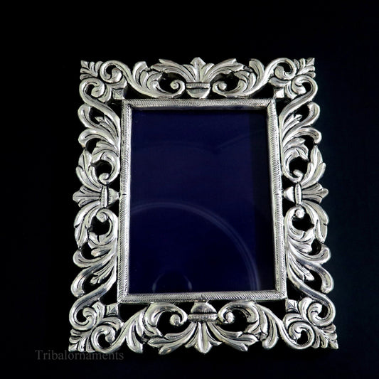18"x 15" inches 999 fine silver handmade photo frame, amazing vintage royal style wooden base wall hanging frame, best corporate gift sf02 - TRIBAL ORNAMENTS