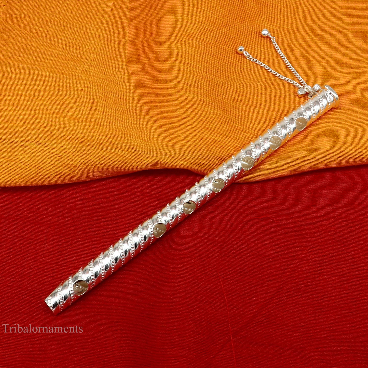 7" long handmade sterling silver stunning divine Lord Krishna flute, Amazing krishna gifting silver accessories, puja utensils su389 - TRIBAL ORNAMENTS