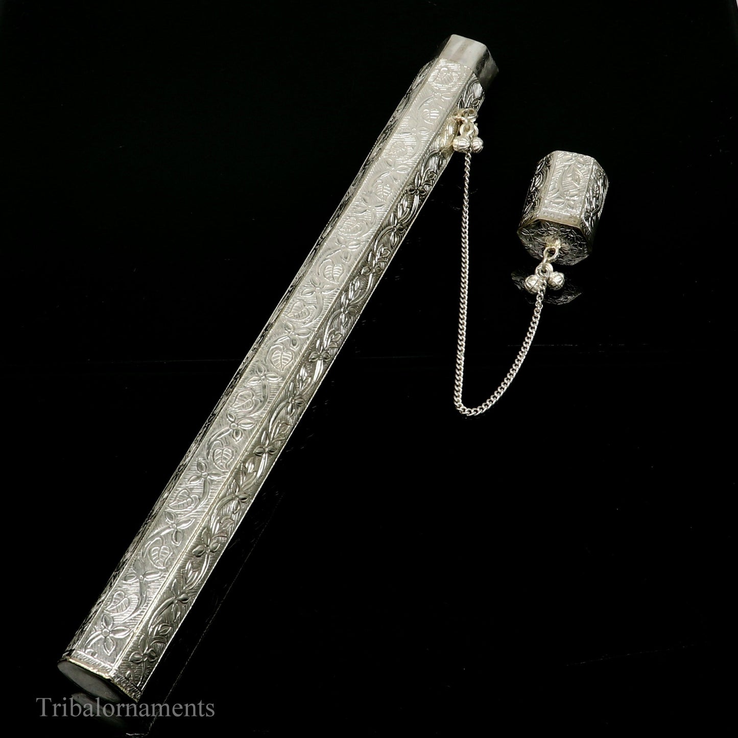 10" Vintage design handmade solid silver incense sticks box holder, Agarbatti box trinket box fabulous royal puja temple article su0390 - TRIBAL ORNAMENTS