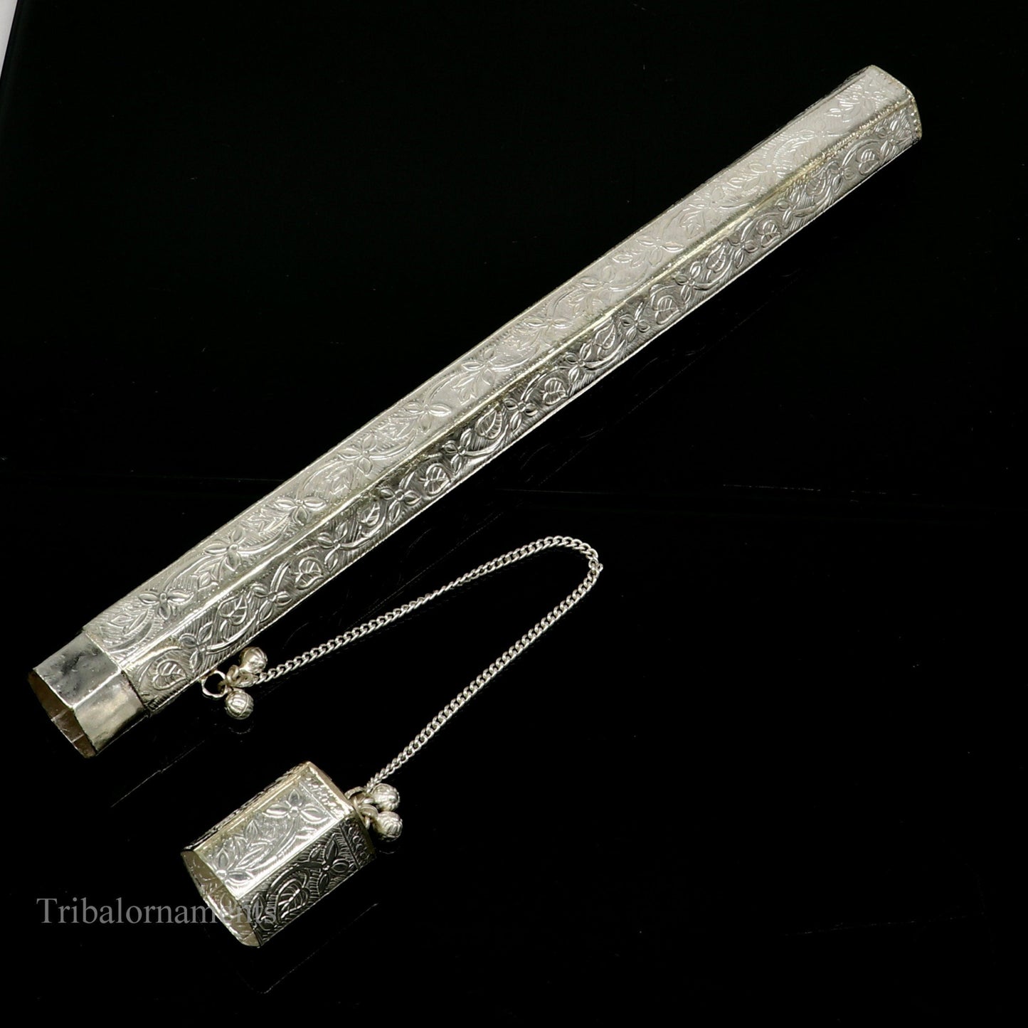 10" Vintage design handmade solid silver incense sticks box holder, Agarbatti box trinket box fabulous royal puja temple article su390 - TRIBAL ORNAMENTS