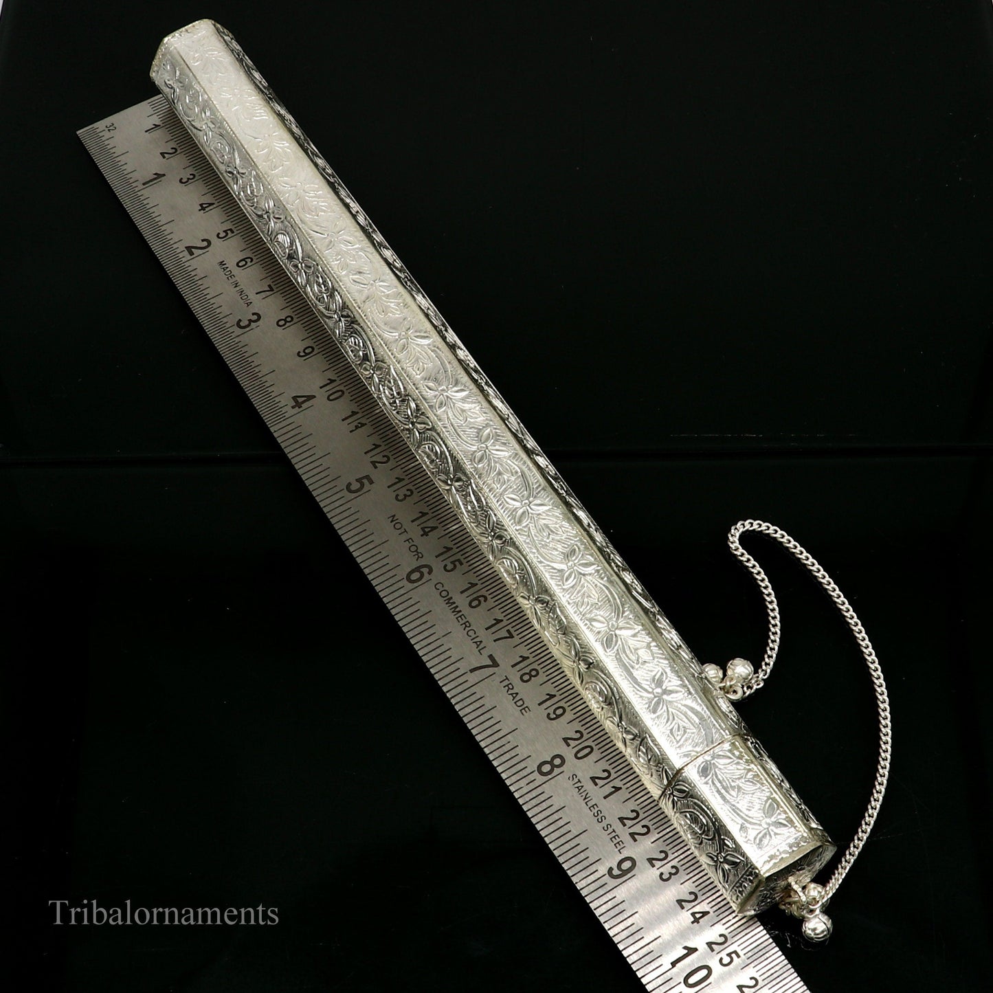 10" Vintage design handmade solid silver incense sticks box holder, Agarbatti box trinket box fabulous royal puja temple article su390 - TRIBAL ORNAMENTS