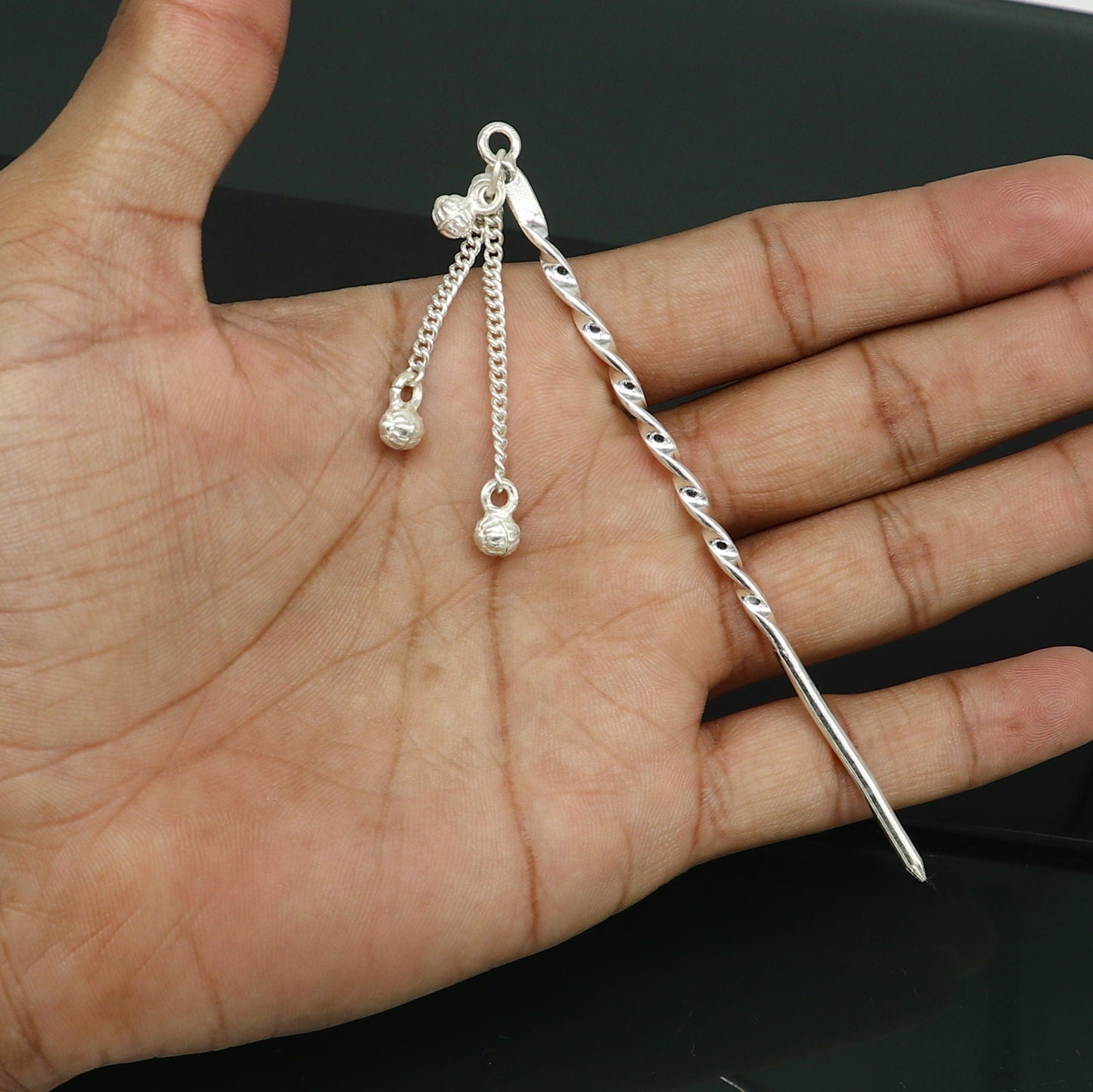 4.5 inches long handmade solid sterling silver eyeliner stick, kajal sticks, surma stick, fabulous brides vintage style gift su399 - TRIBAL ORNAMENTS