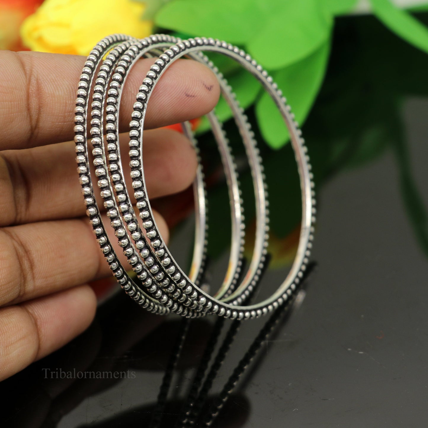 925 sterling customized waved silver balls work stylish designer bangle bracelet pure silver gifting jewelry, brides made bangles nba177 - TRIBAL ORNAMENTS