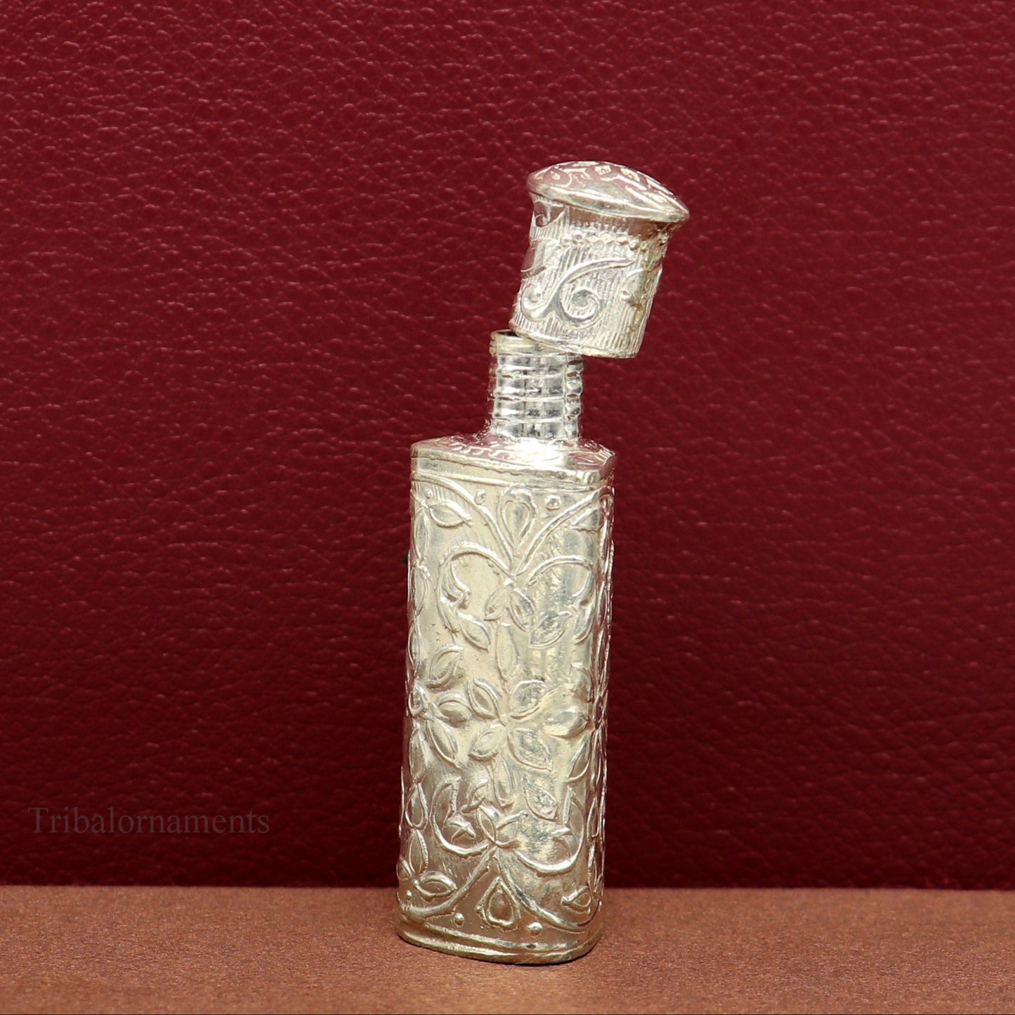 Vintage floral design royal bridal queen style sterling silver trinket box, container box, sindur/kumkum box, Vermilion bridal art stb258 - TRIBAL ORNAMENTS