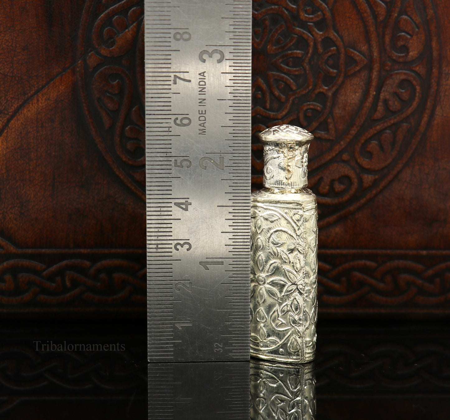 Vintage floral design royal bridal queen style sterling silver trinket box, container box, sindur/kumkum box, Vermilion bridal art stb258 - TRIBAL ORNAMENTS