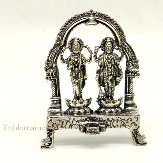 925 Sterling silver handmade Indian Idols standing Laxmi Narayan, laxmi and vishnu Statue figurine, puja articles puja articles art172 - TRIBAL ORNAMENTS