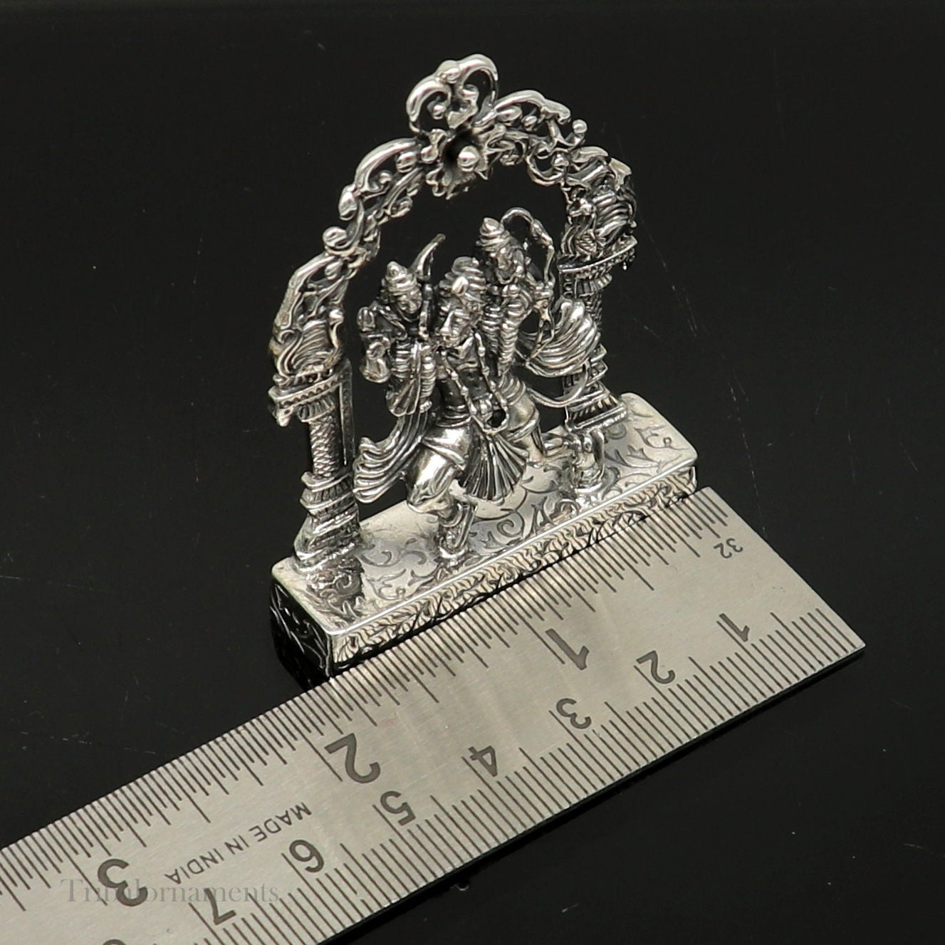 925 sterling silver handmade Divine Hindu god Hanuman with Rama and Laxman blessing Statue, amazing Divine figurine puja article art174 - TRIBAL ORNAMENTS