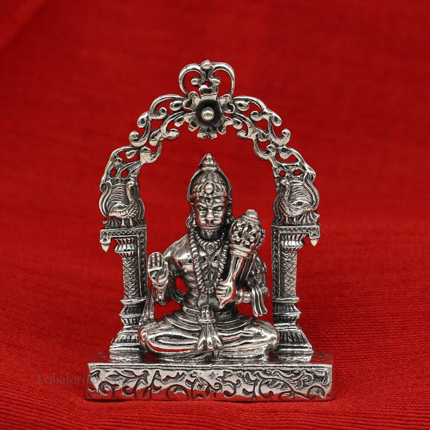 925 sterling silver handmade Divine Hindu god Lord Hanuman blessing Statue, amazing designer Divine Sculpture figurine puja article art162 - TRIBAL ORNAMENTS